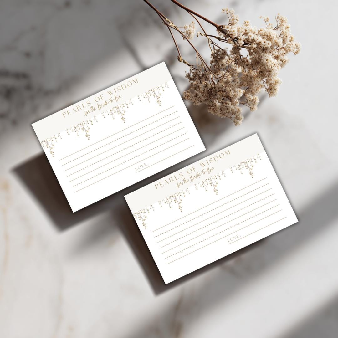 Pearls of Wisdom Card for the Bride | Bridal Shower Advice Card PDF | Printable Bridal Shower Well Wishes Card
