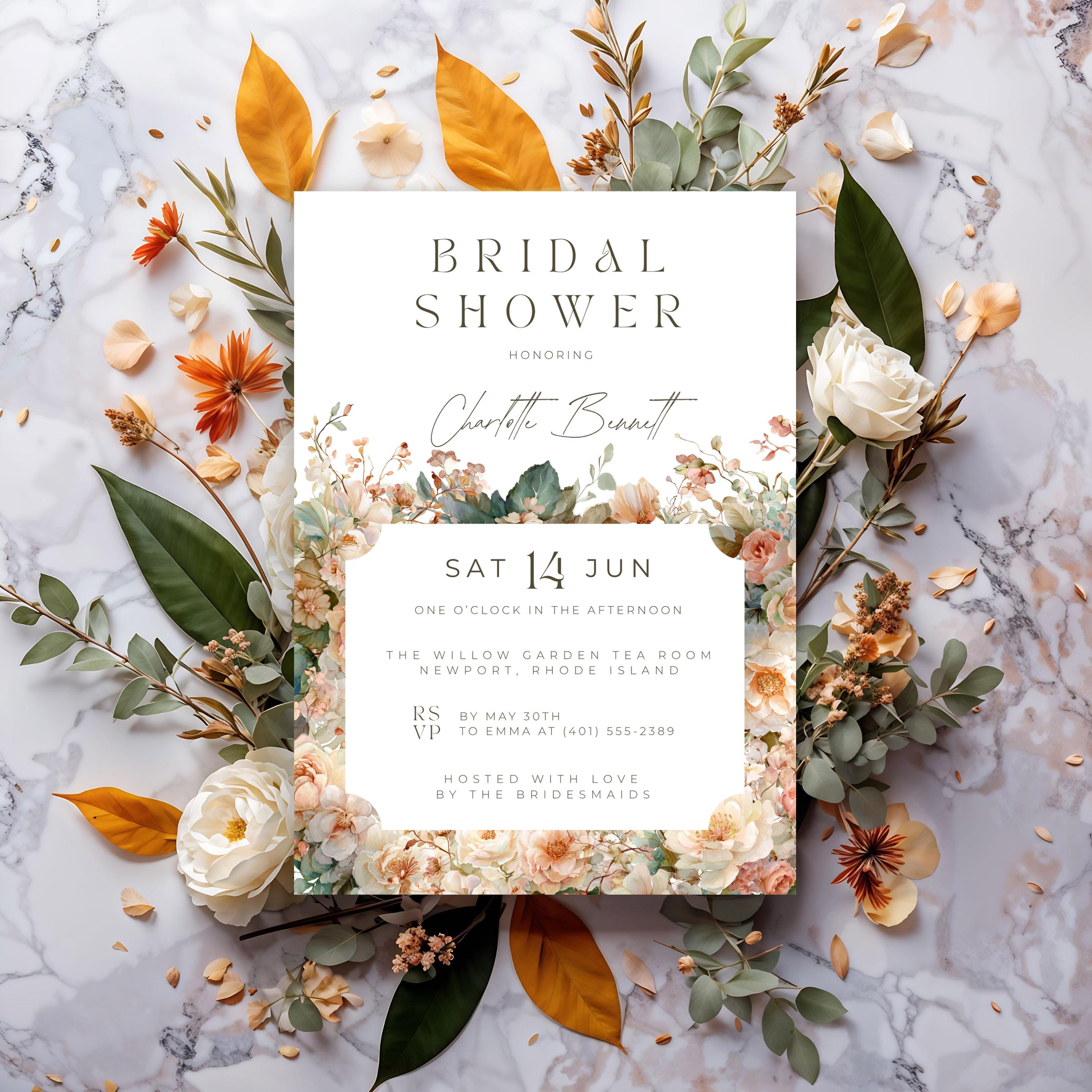 Floral Bridal Shower Invitation: Boho Garden Party (Canva Digital Download)