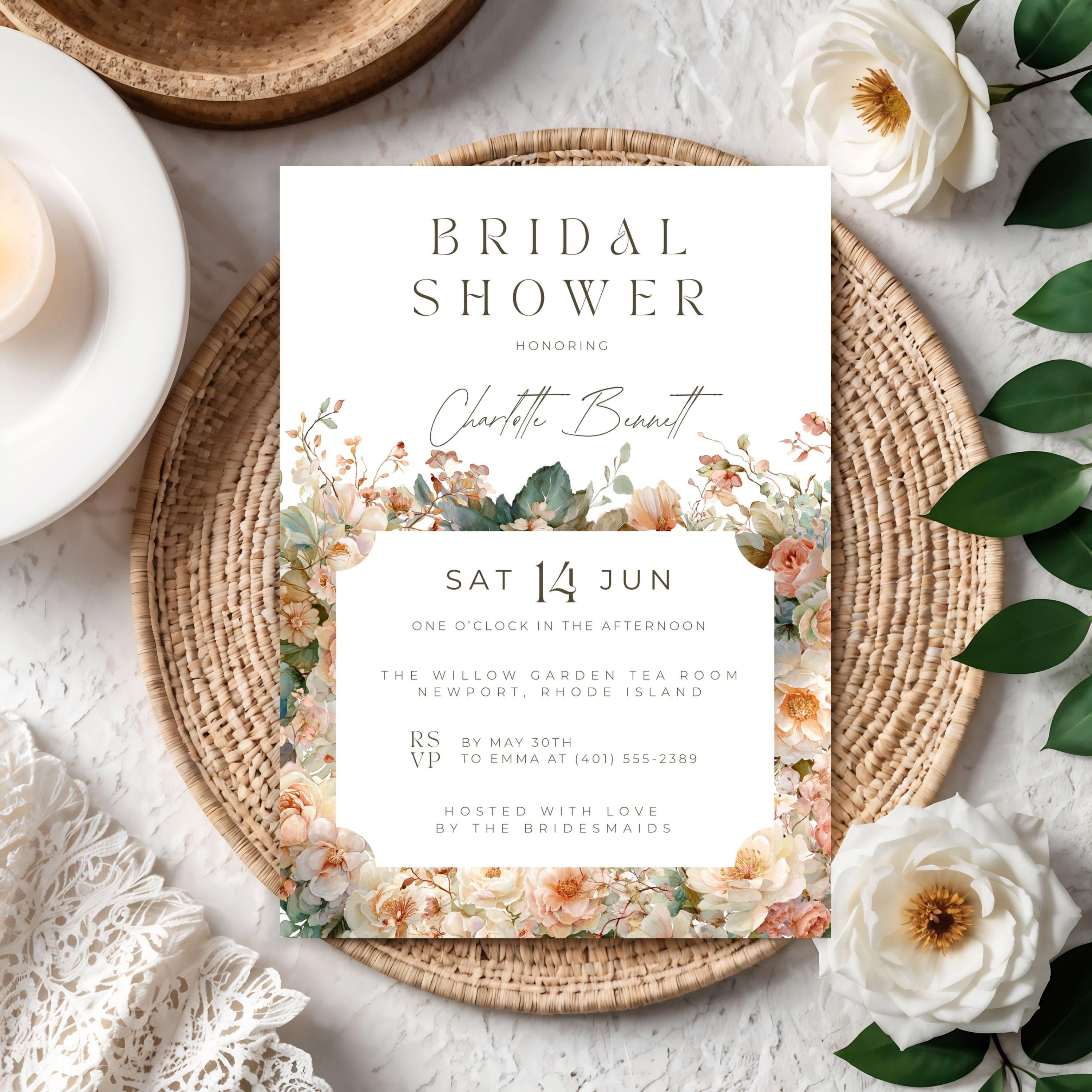 Floral Bridal Shower Invitation: Boho Garden Party (Canva Digital Download)