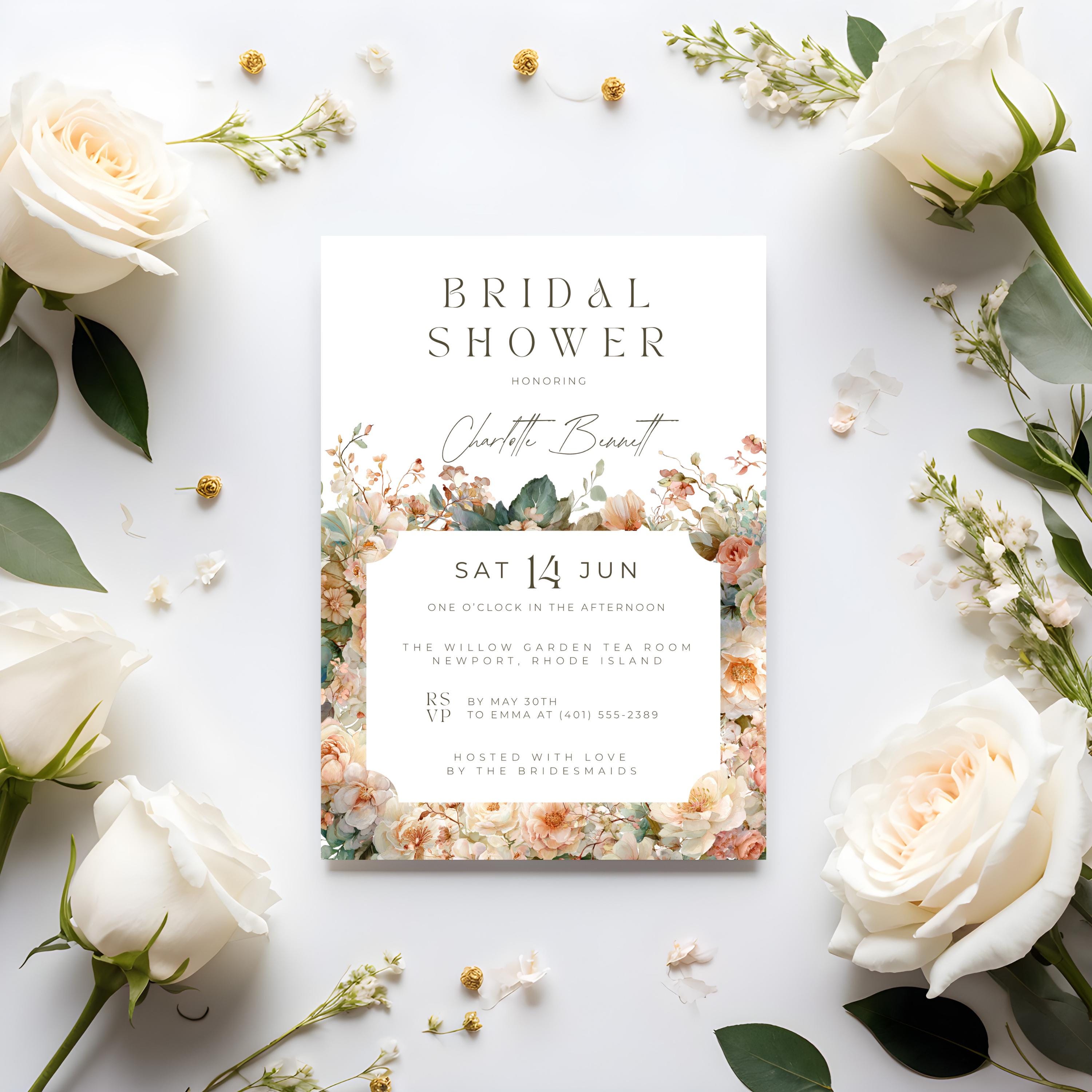 Floral Bridal Shower Invitation: Boho Garden Party (Canva Digital Download)