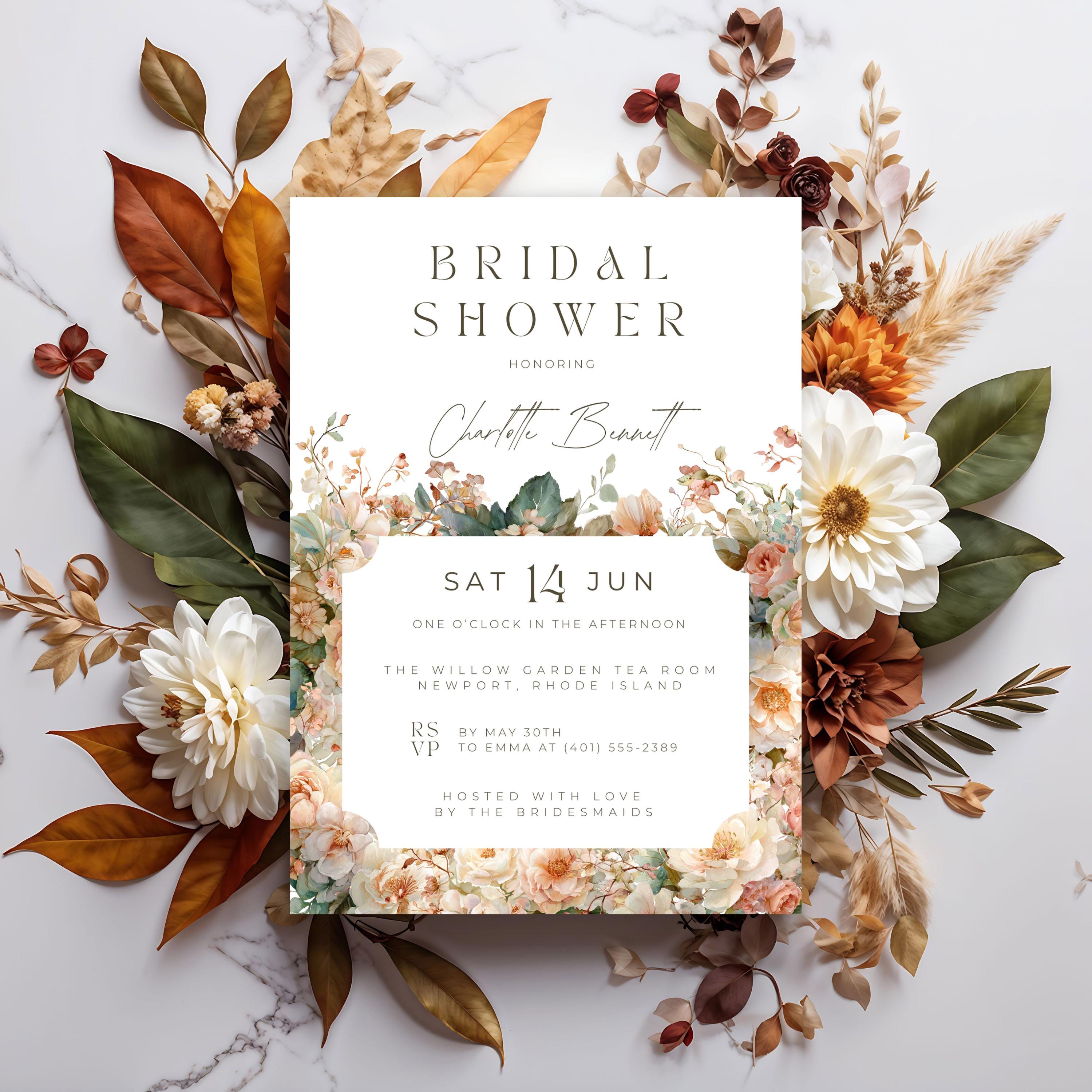 Floral Bridal Shower Invitation: Boho Garden Party (Canva Digital Download)