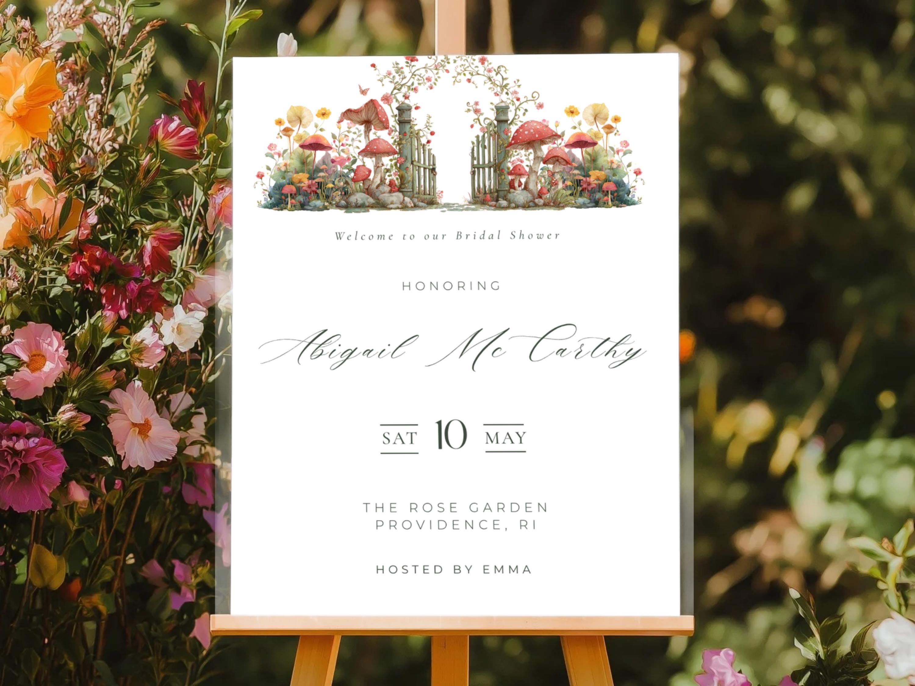 Garden Gate Bridal Shower Welcome Sign: Floral Canva Template