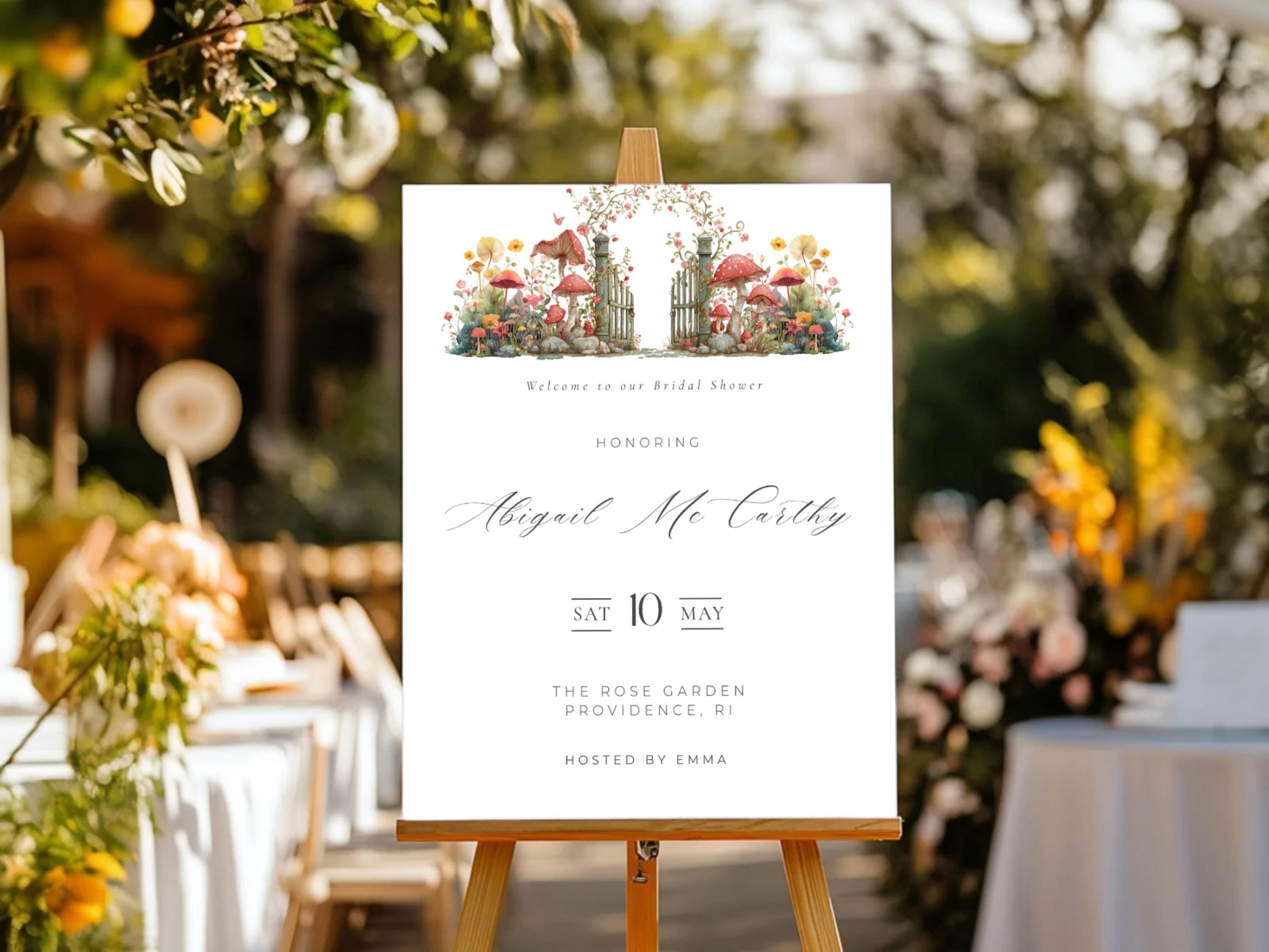 Garden Gate Bridal Shower Welcome Sign: Floral Canva Template