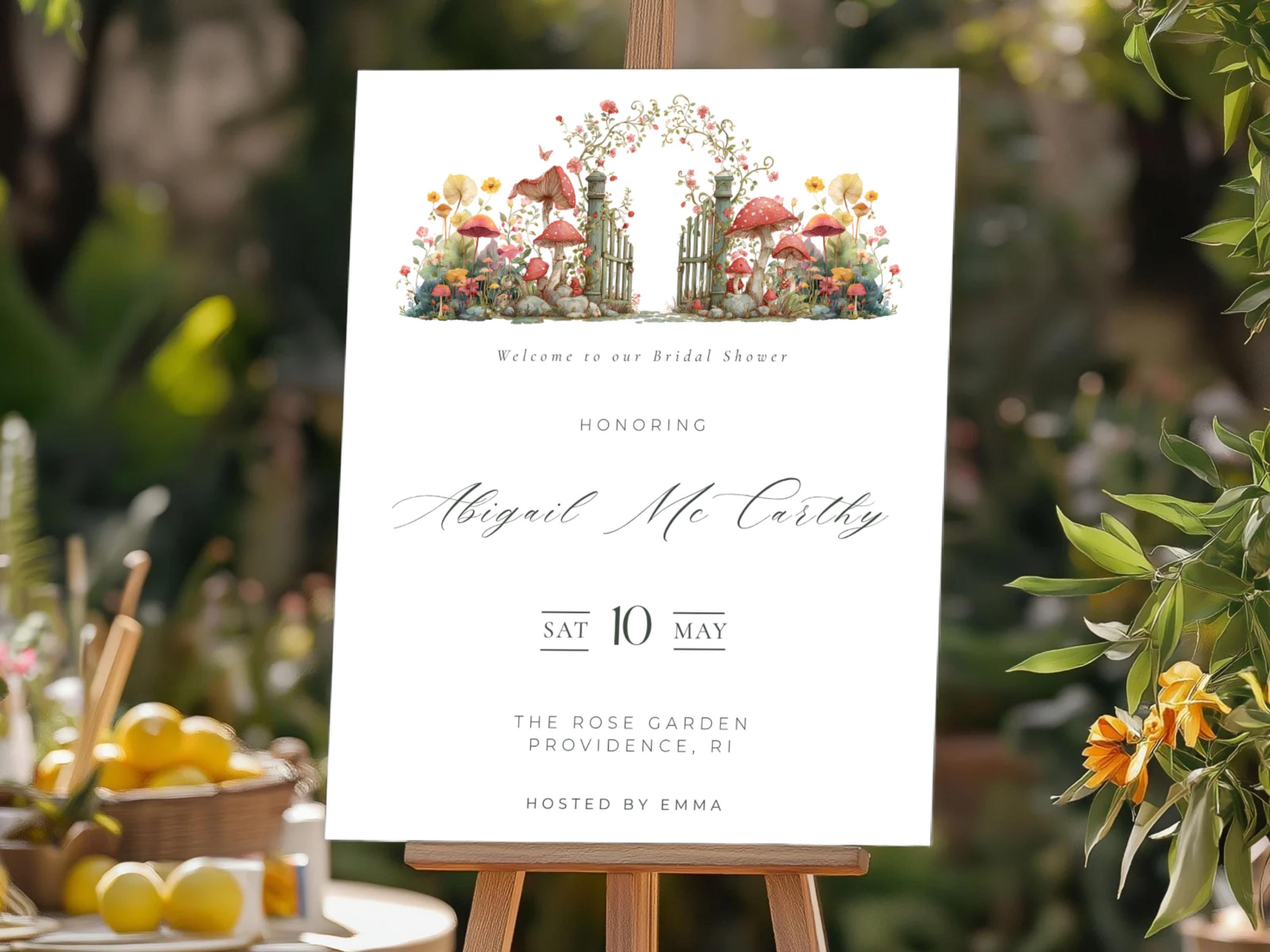 Garden Gate Bridal Shower Welcome Sign: Floral Canva Template