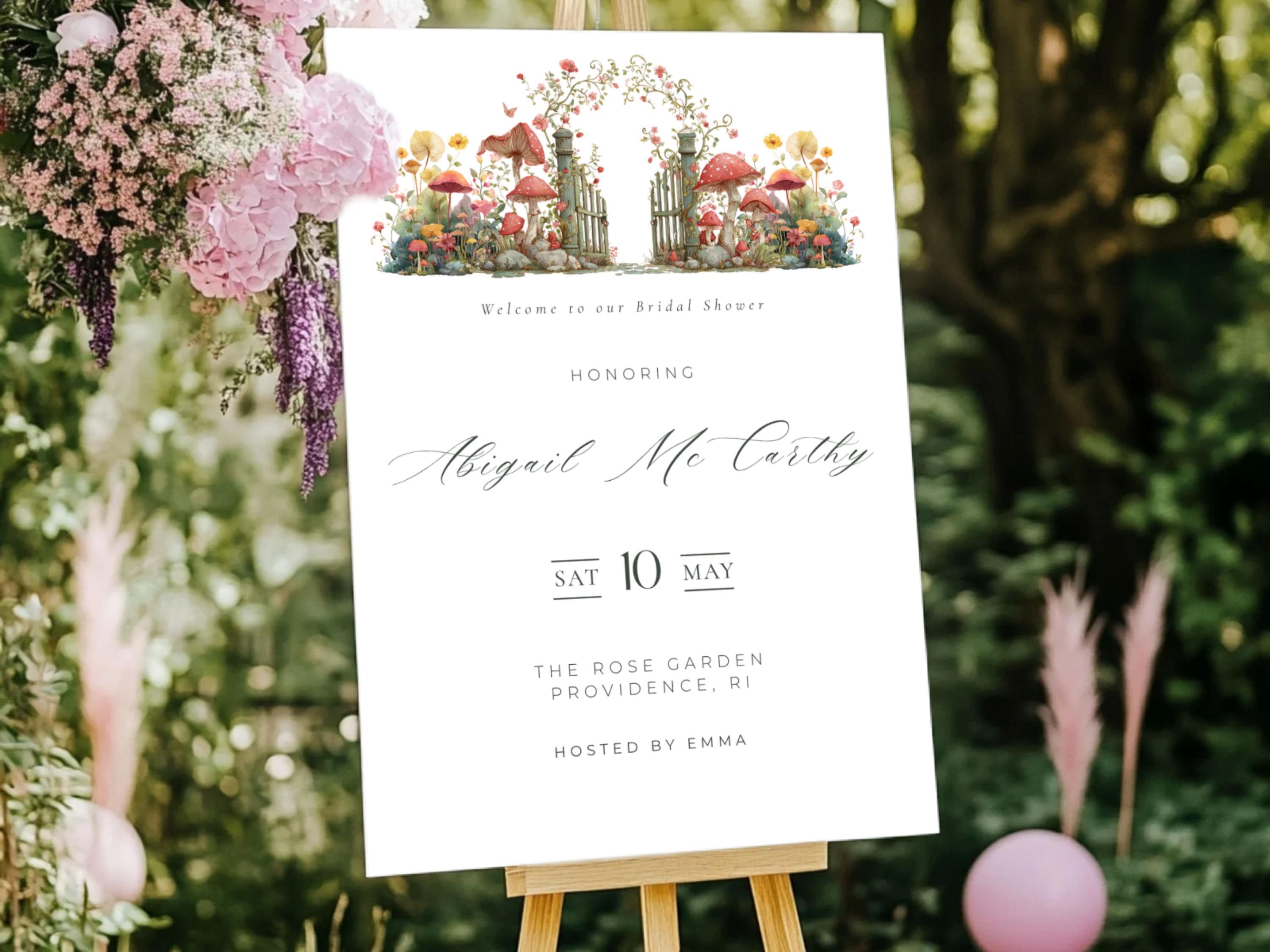 Garden Gate Bridal Shower Welcome Sign: Floral Canva Template