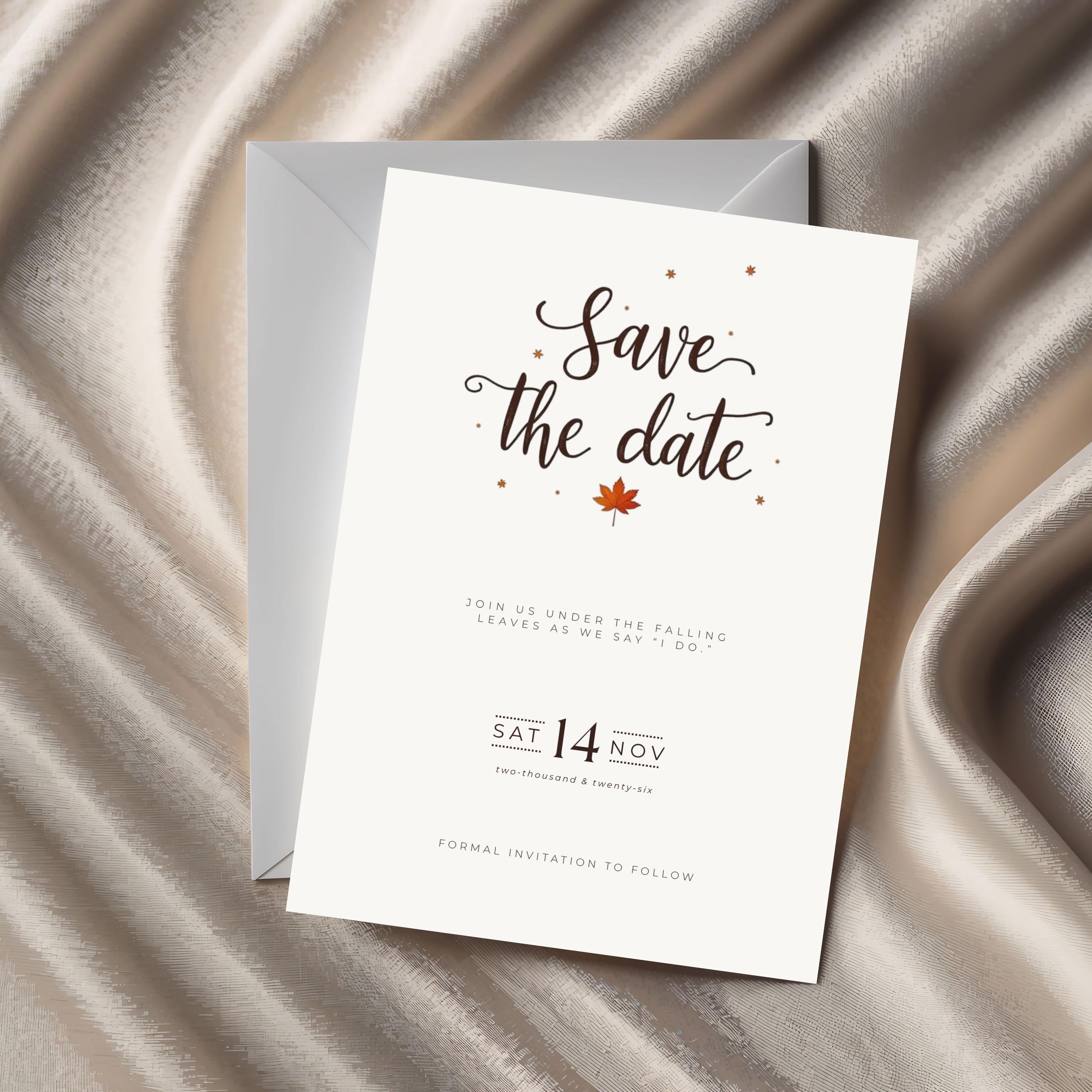 Minimalist Fall Save the Date | Terracotta Wedding Invitation (Editable Canva Template)