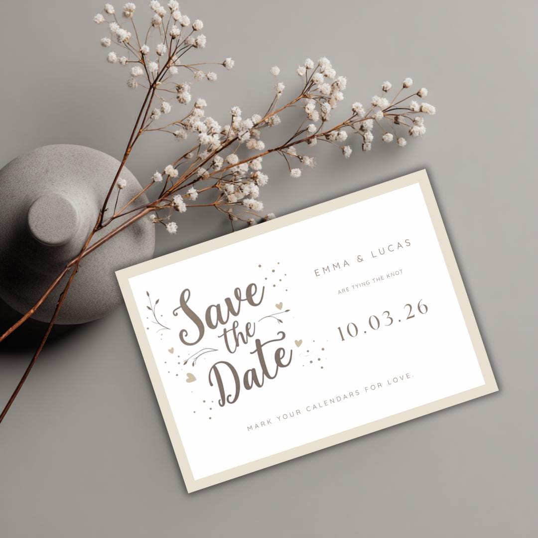 Editable Save the Date Template | Modern Neutral Wedding Announcement | Minimalist Canva Template | Printable Save the Date Card