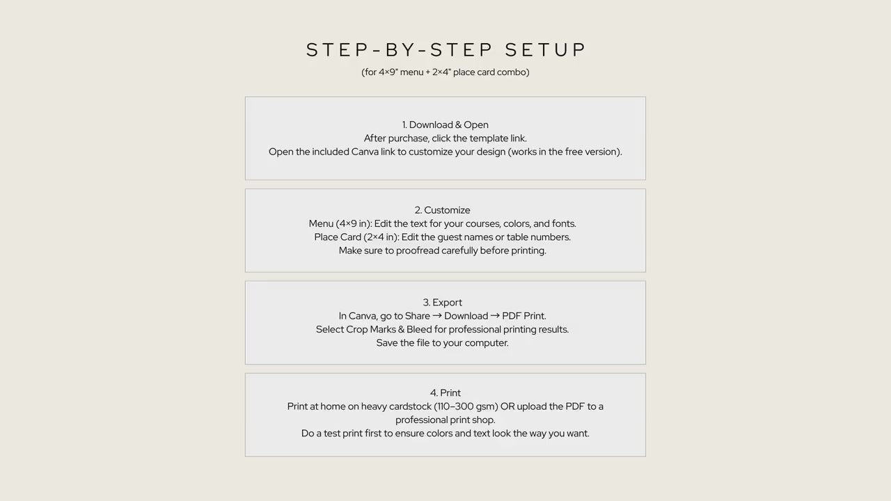Minimal Wedding Menu & Place Card Combo — Editable + Printable | Instant Download