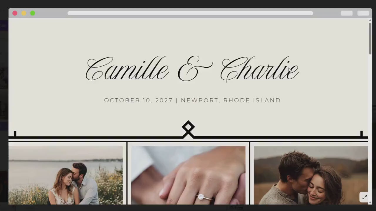 Elegant Black & Cream Wedding Website Template Canva | One Page Editable Wedding Website | Formal Wedding Website Design | No Coding Needed