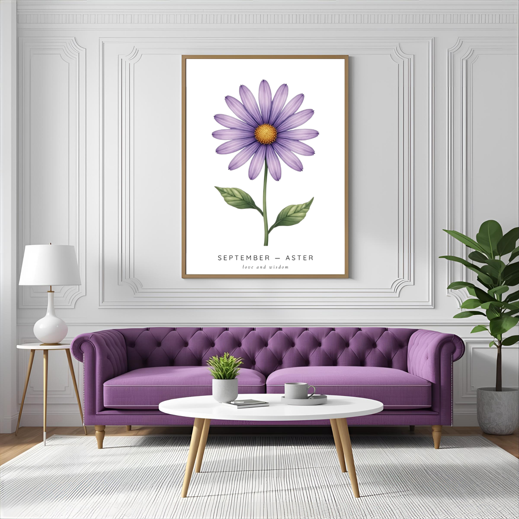 September Birth Flower Wall Art – Aster Print (Love & Wisdom)