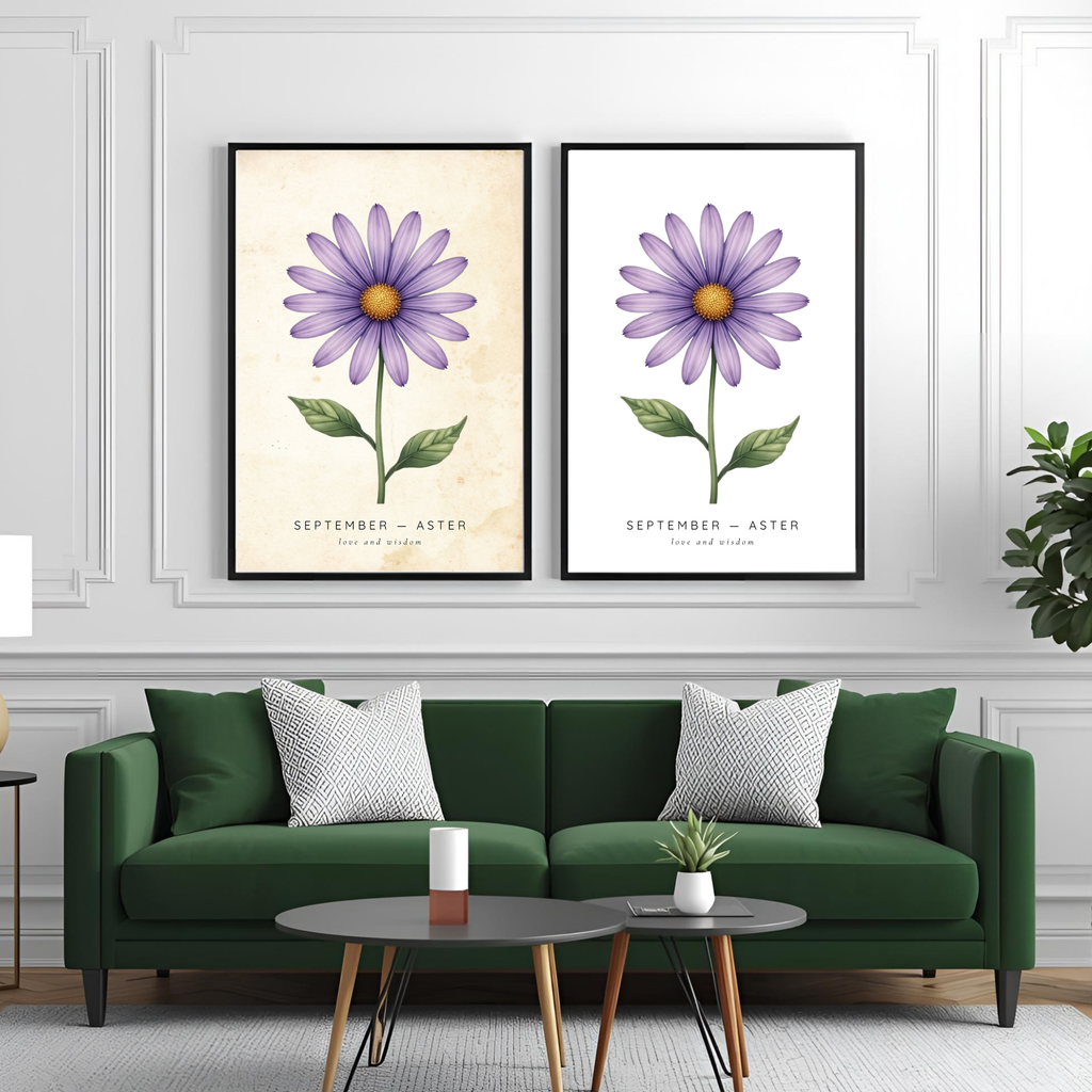September Birth Flower Wall Art – Aster Print (Love & Wisdom)