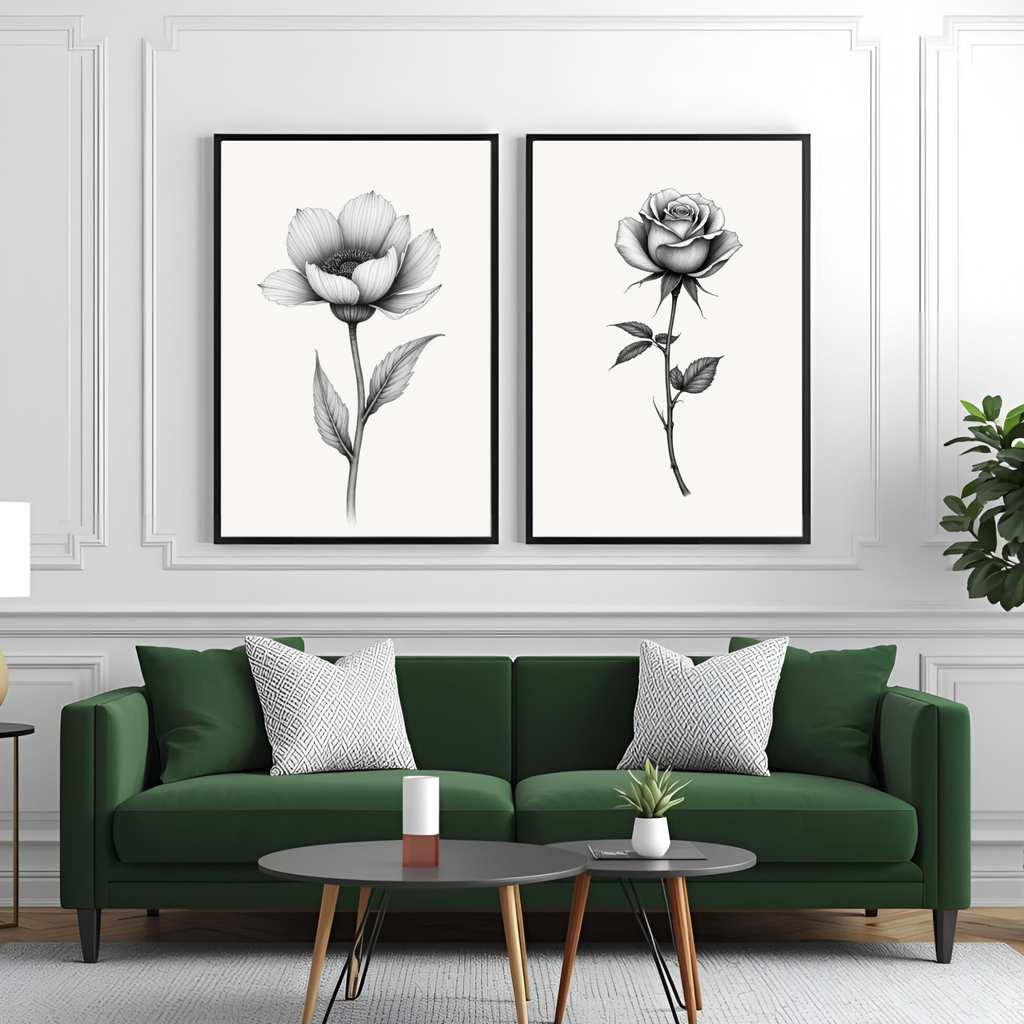 Botanical Mr. & Mrs. Fine Art Wall Print Set of 3