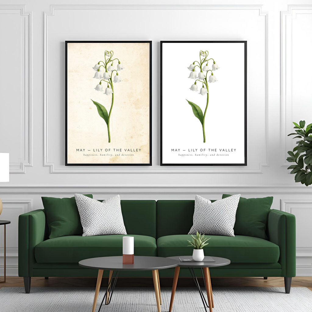 May Birth Flower Wall Art – Lily of the Valley Print (Happiness & Humility)