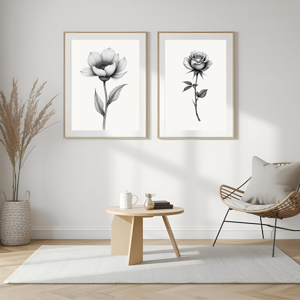 Botanical Mr. & Mrs. Fine Art Wall Print Set of 3