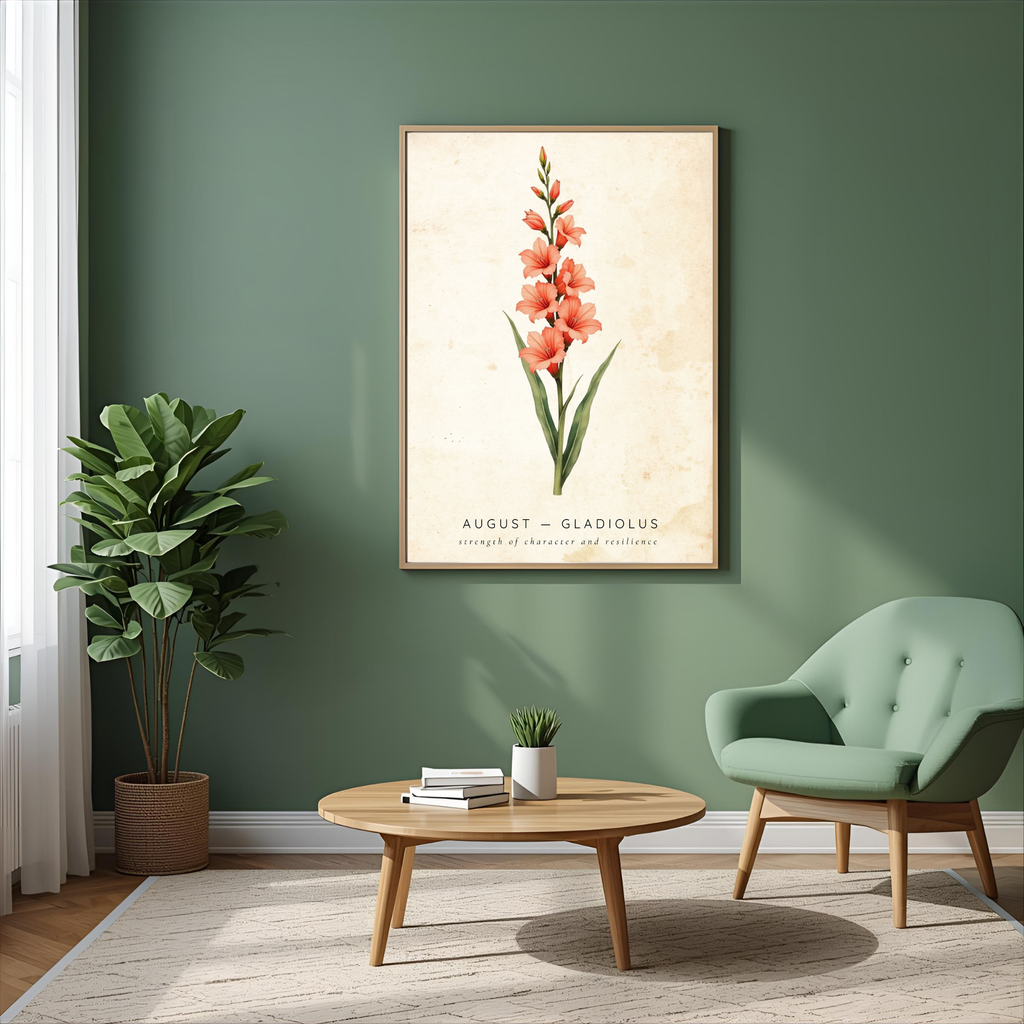 August Birth Flower Wall Art – Gladiolus Print (Strength & Integrity)