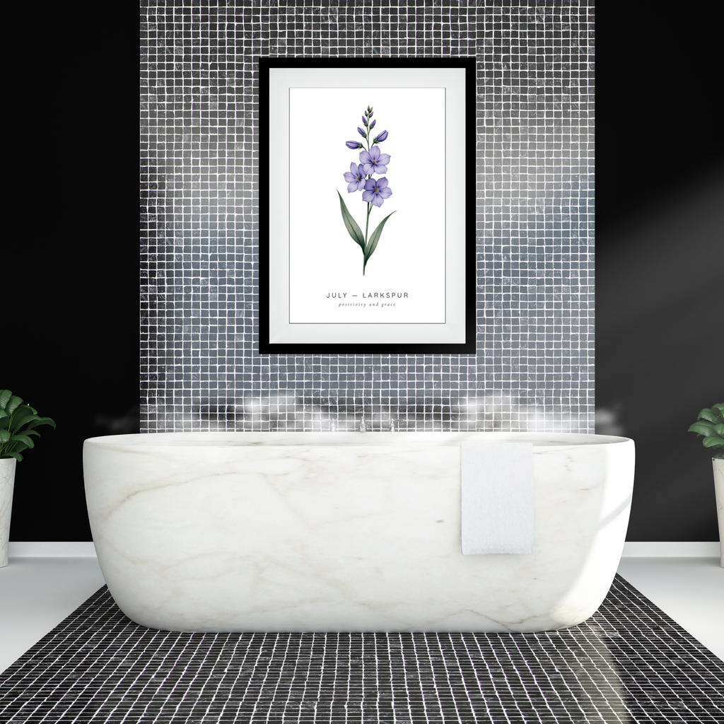 July Birth Flower Wall Art – Larkspur Print (Positivity & Grace)