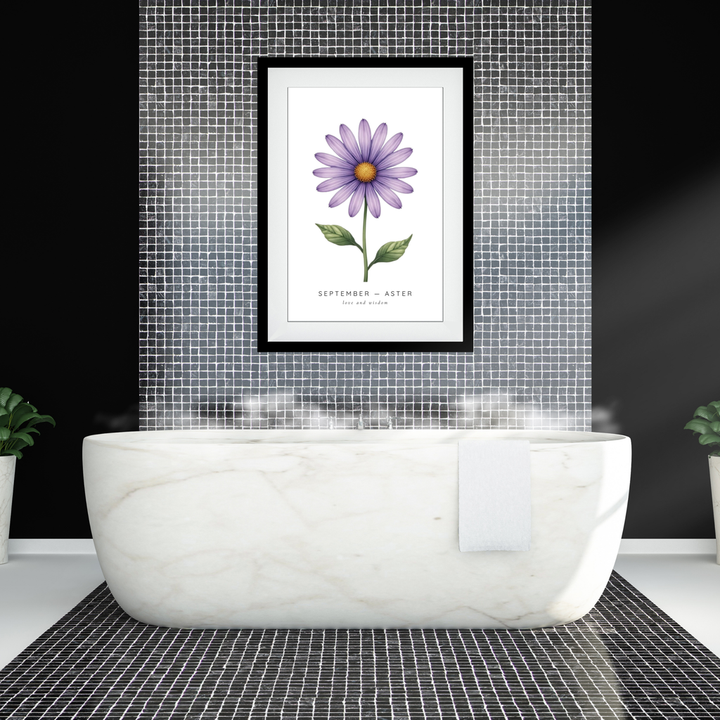 September Birth Flower Wall Art – Aster Print (Love & Wisdom)
