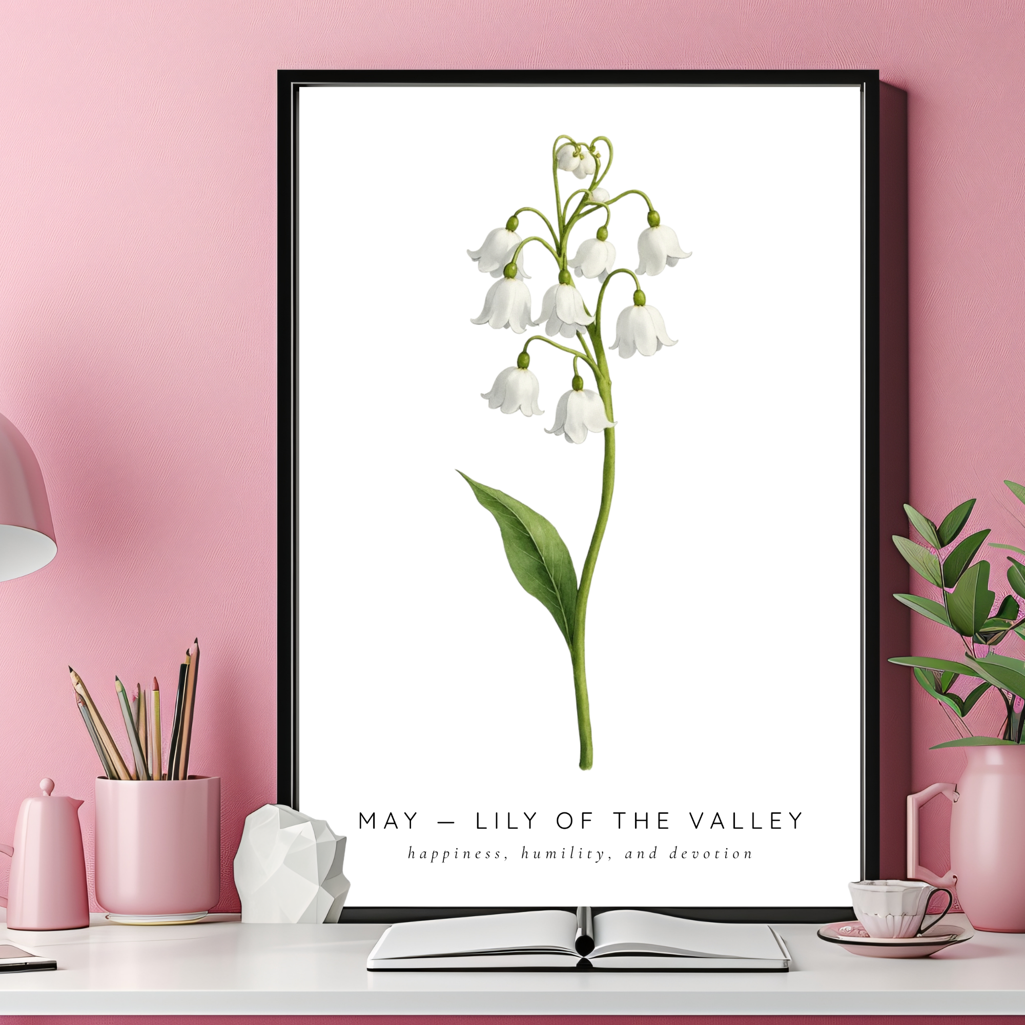 May Birth Flower Wall Art – Lily of the Valley Print (Happiness & Humility)
