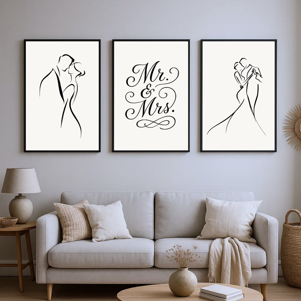 Mr. & Mrs. Fine Art Wall Print Set of 3