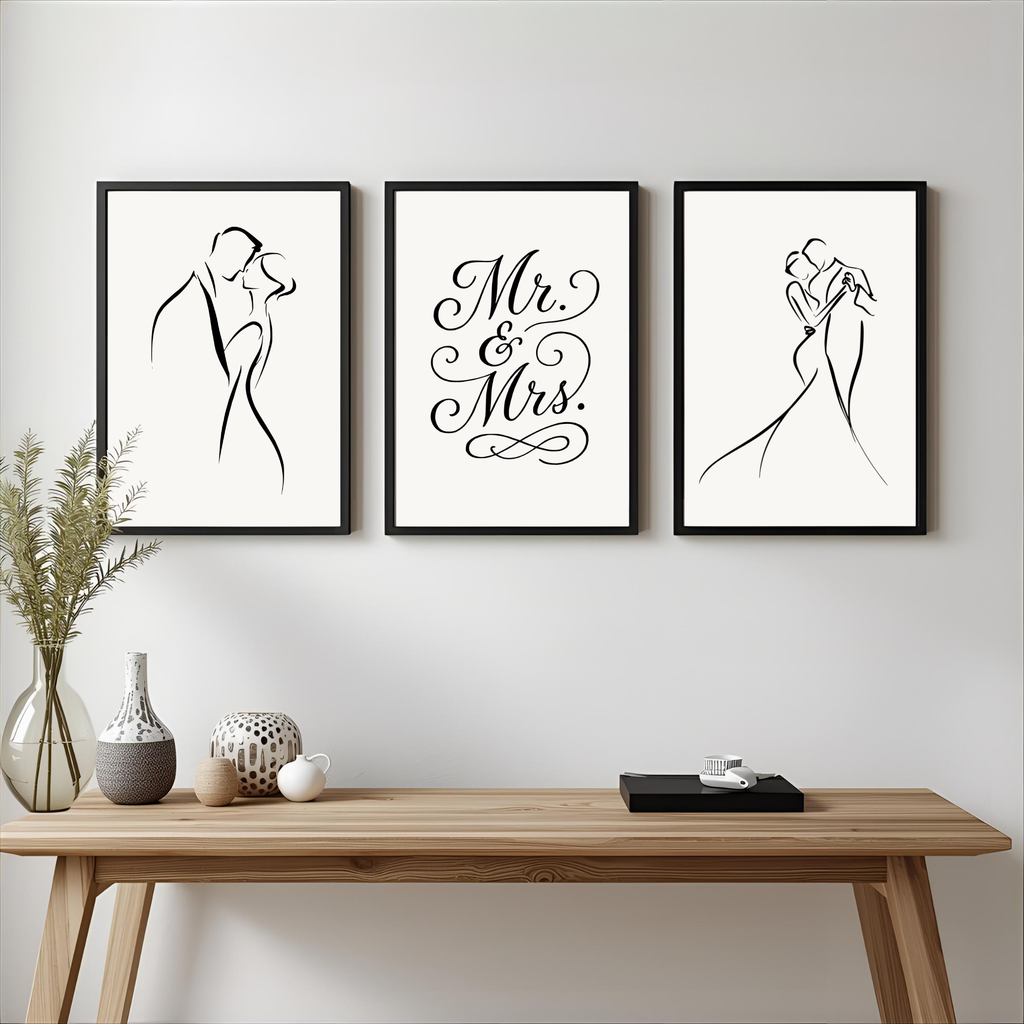 Mr. & Mrs. Fine Art Wall Print Set of 3