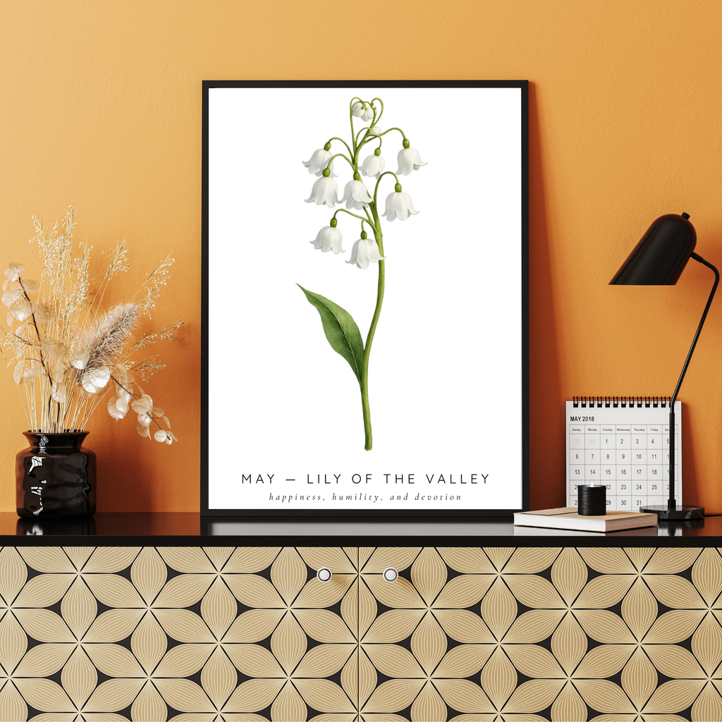May Birth Flower Wall Art – Lily of the Valley Print (Happiness & Humility)