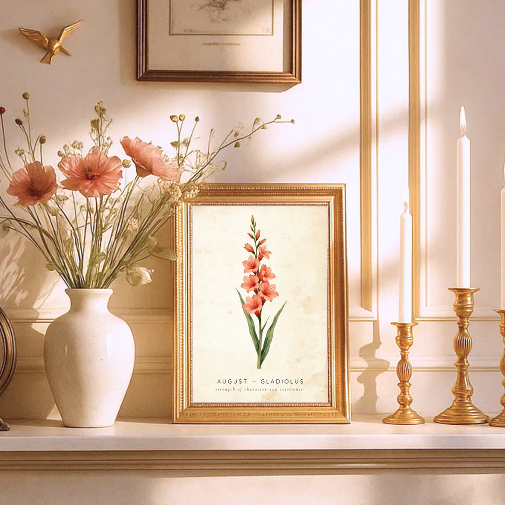 August Birth Flower Wall Art – Gladiolus Print (Strength & Integrity)