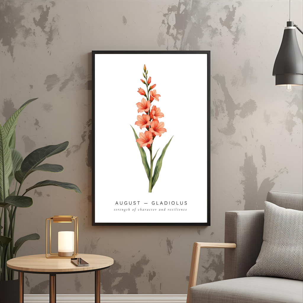 August Birth Flower Wall Art – Gladiolus Print (Strength & Integrity)