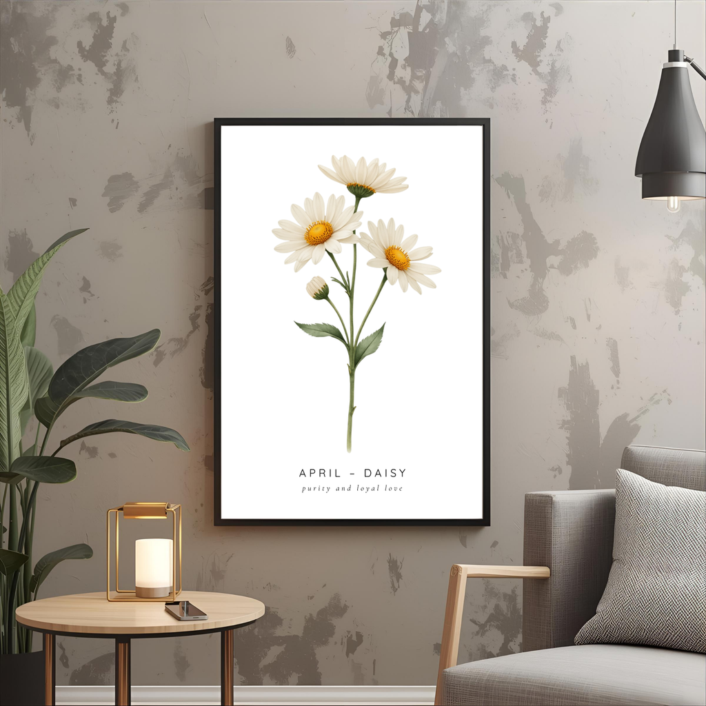 April Birth Flower Wall Art – Daisy Print (Innocence & Loyal Love)