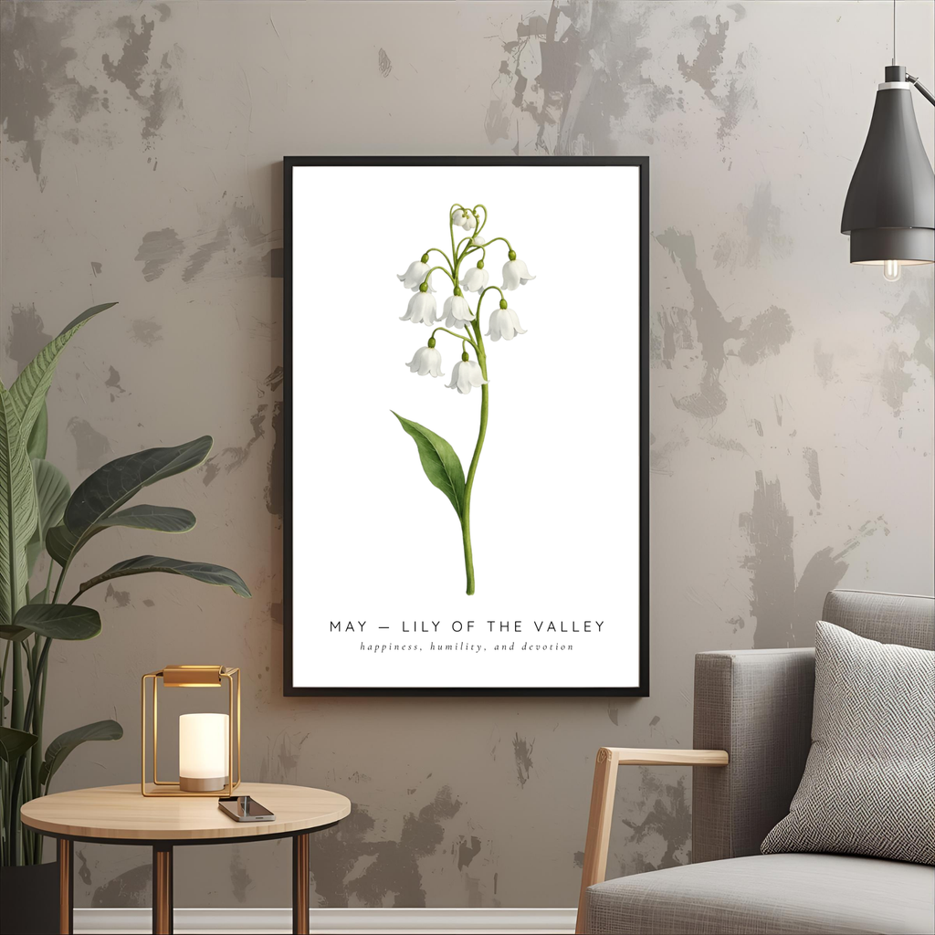 May Birth Flower Wall Art – Lily of the Valley Print (Happiness & Humility)