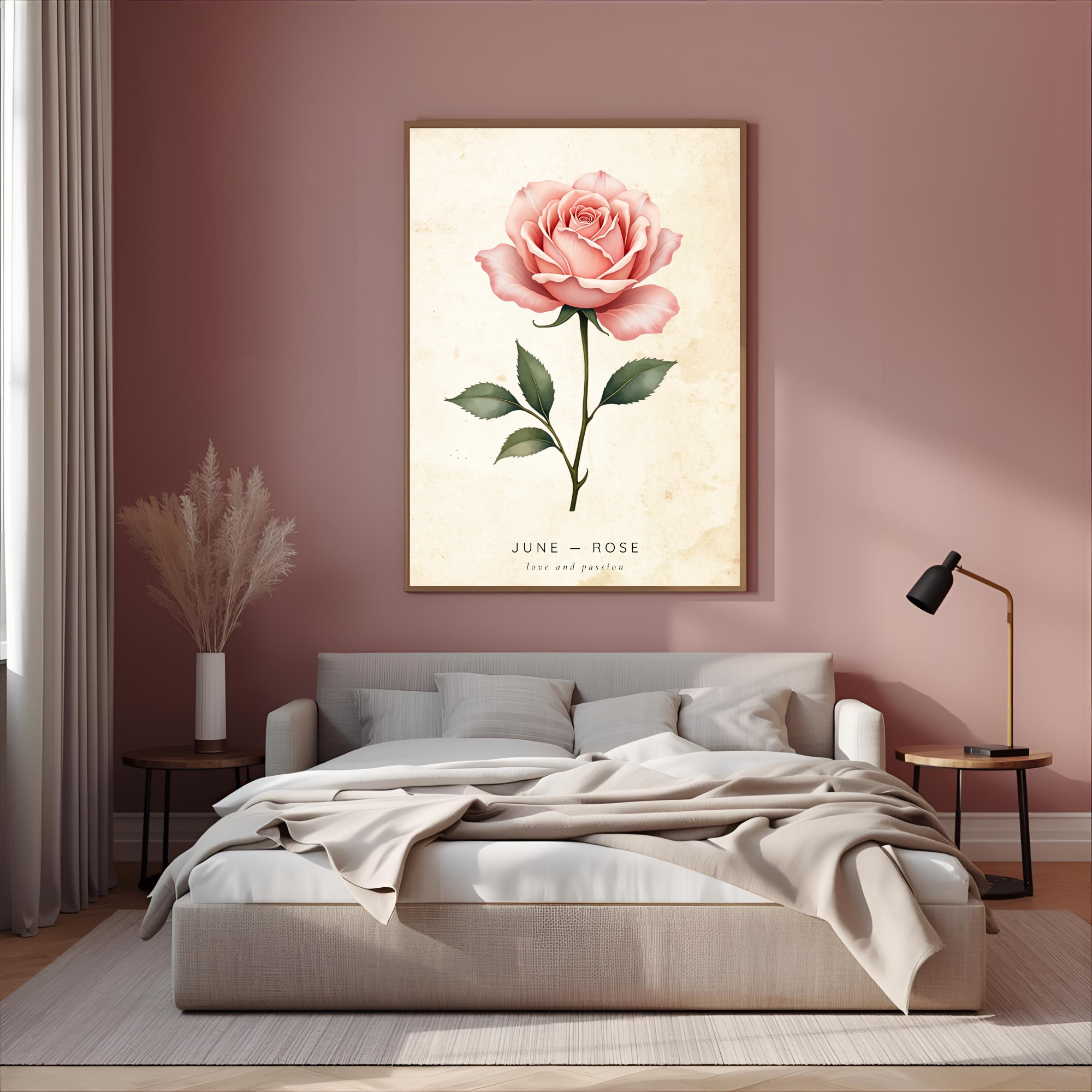 June Birth Flower Wall Art – Rose Print (Love & Passion)