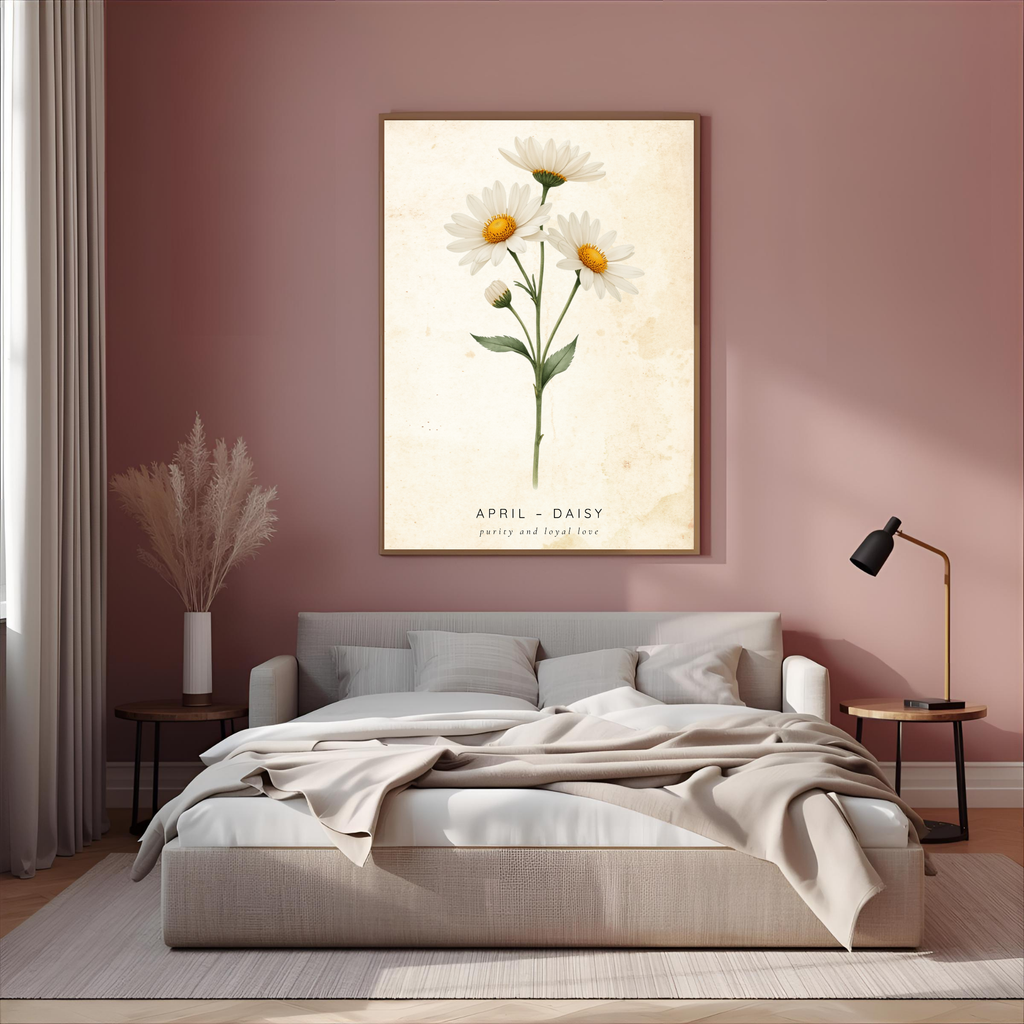 April Birth Flower Wall Art – Daisy Print (Innocence & Loyal Love)