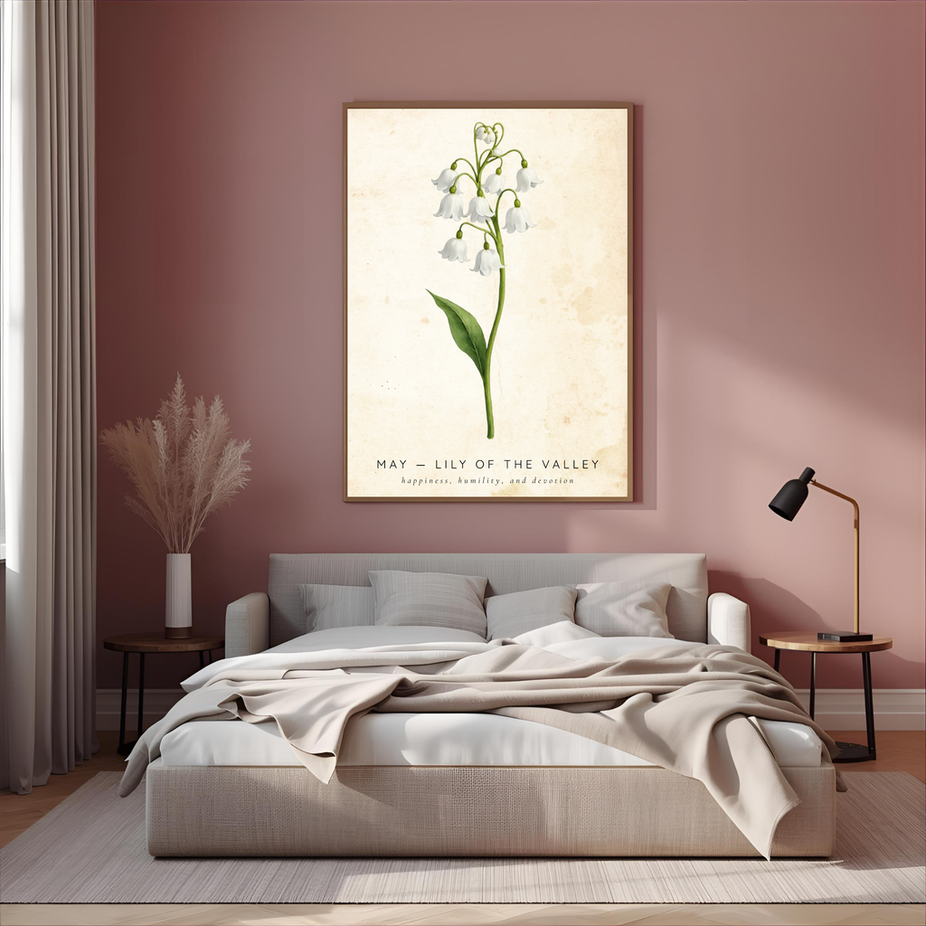 May Birth Flower Wall Art – Lily of the Valley Print (Happiness & Humility)