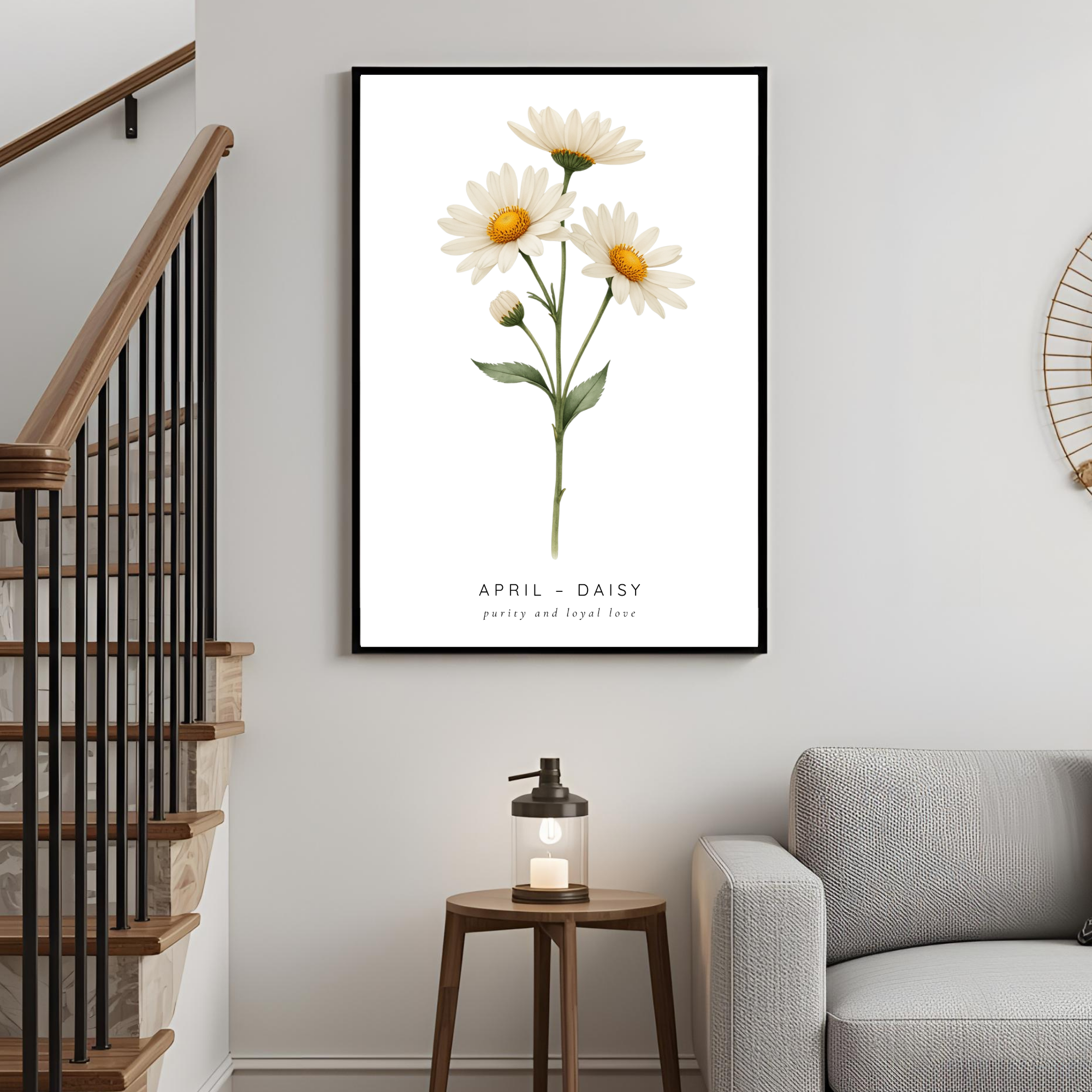April Birth Flower Wall Art – Daisy Print (Innocence & Loyal Love)