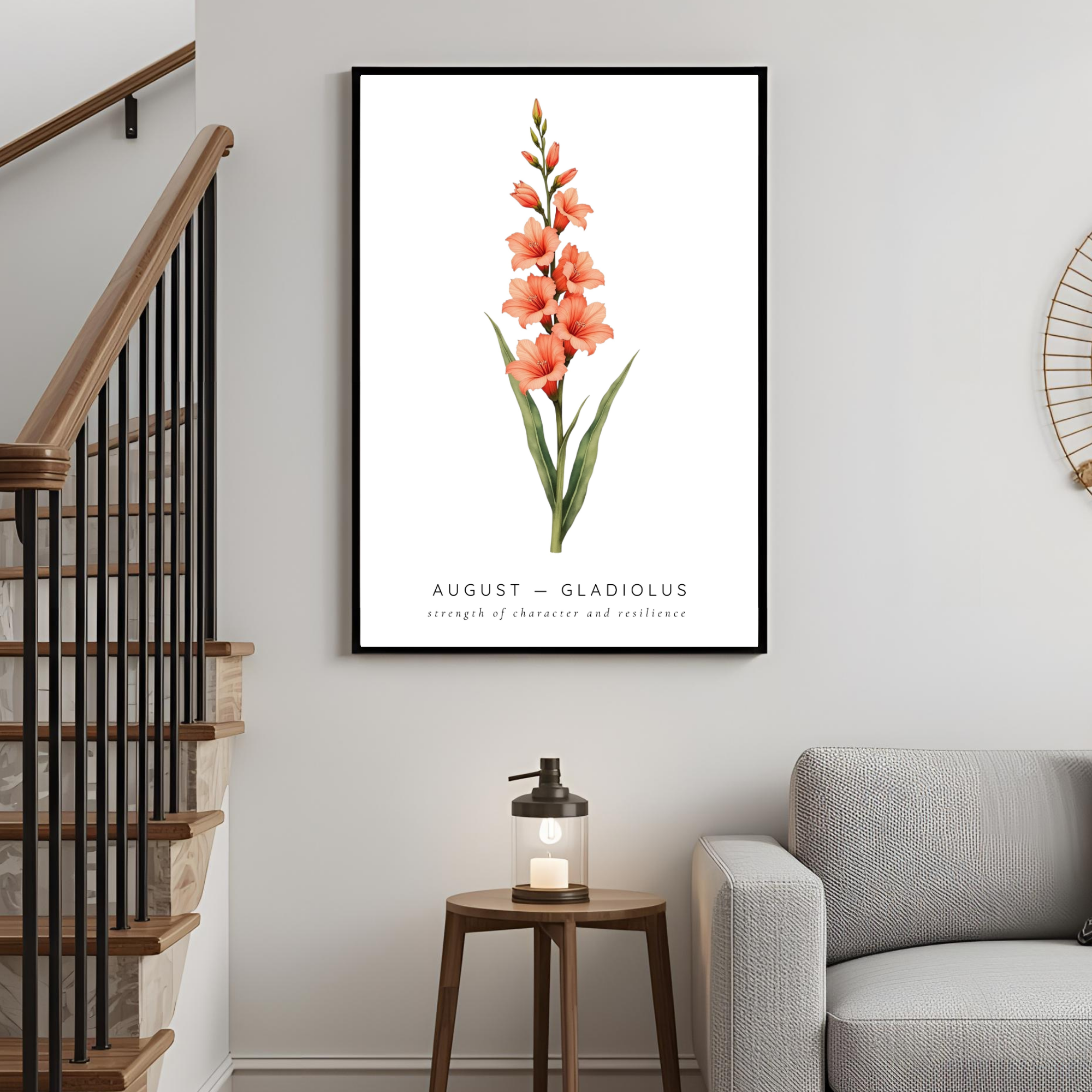 August Birth Flower Wall Art – Gladiolus Print (Strength & Integrity)