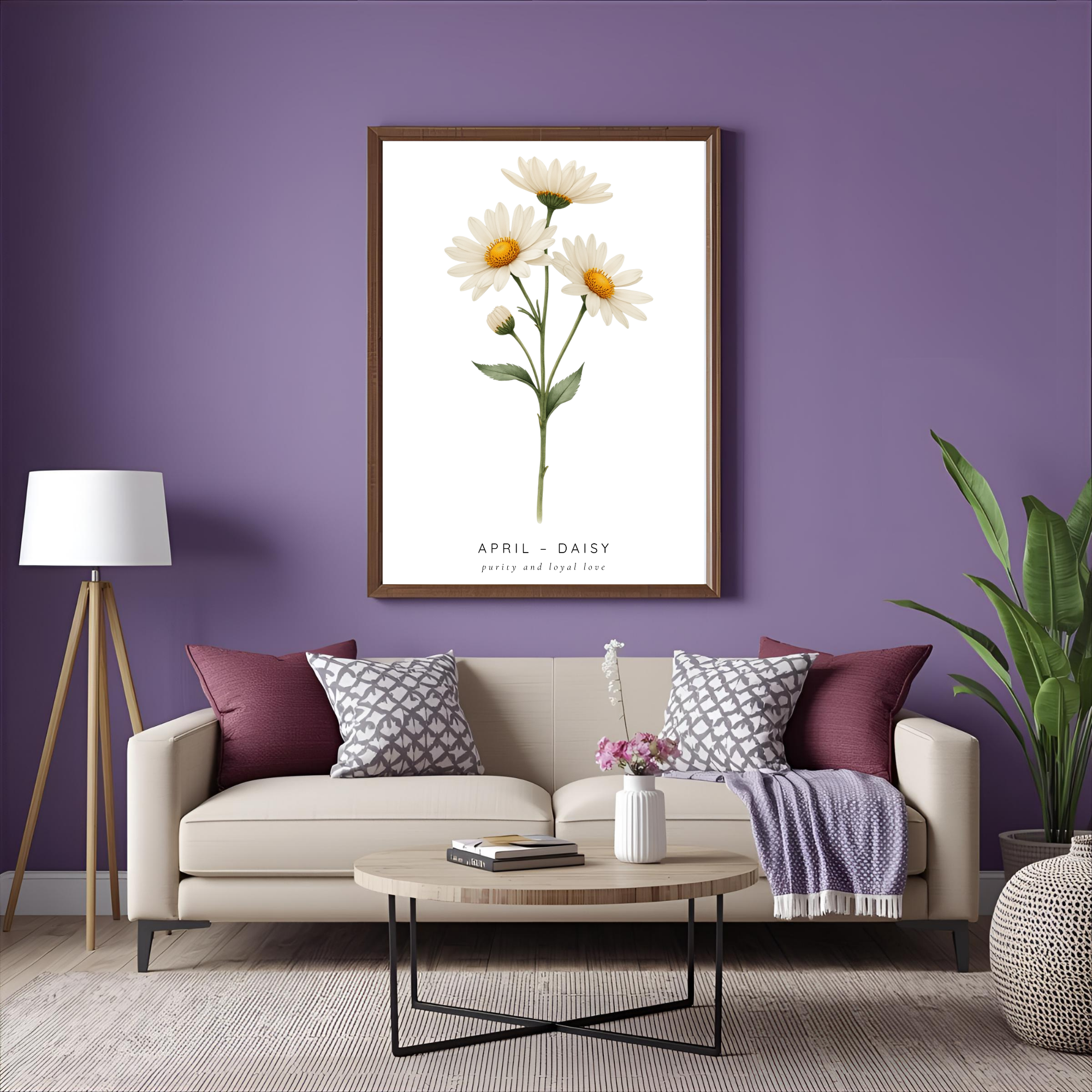 April Birth Flower Wall Art – Daisy Print (Innocence & Loyal Love)
