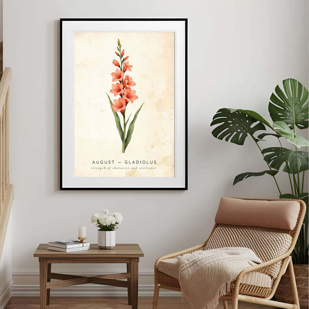 August Birth Flower Wall Art – Gladiolus Print (Strength & Integrity)