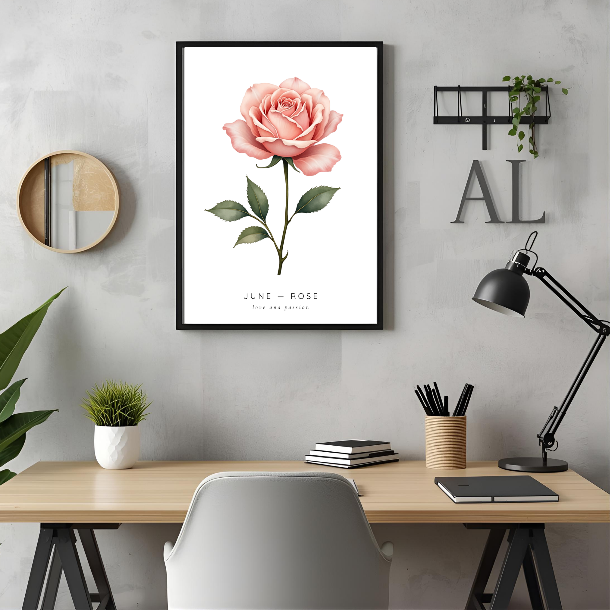 June Birth Flower Wall Art – Rose Print (Love & Passion)