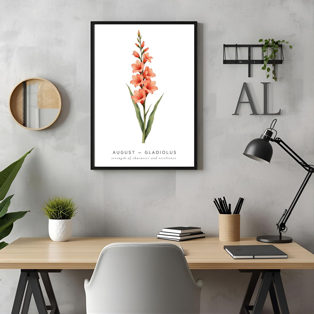 August Birth Flower Wall Art – Gladiolus Print (Strength & Integrity)