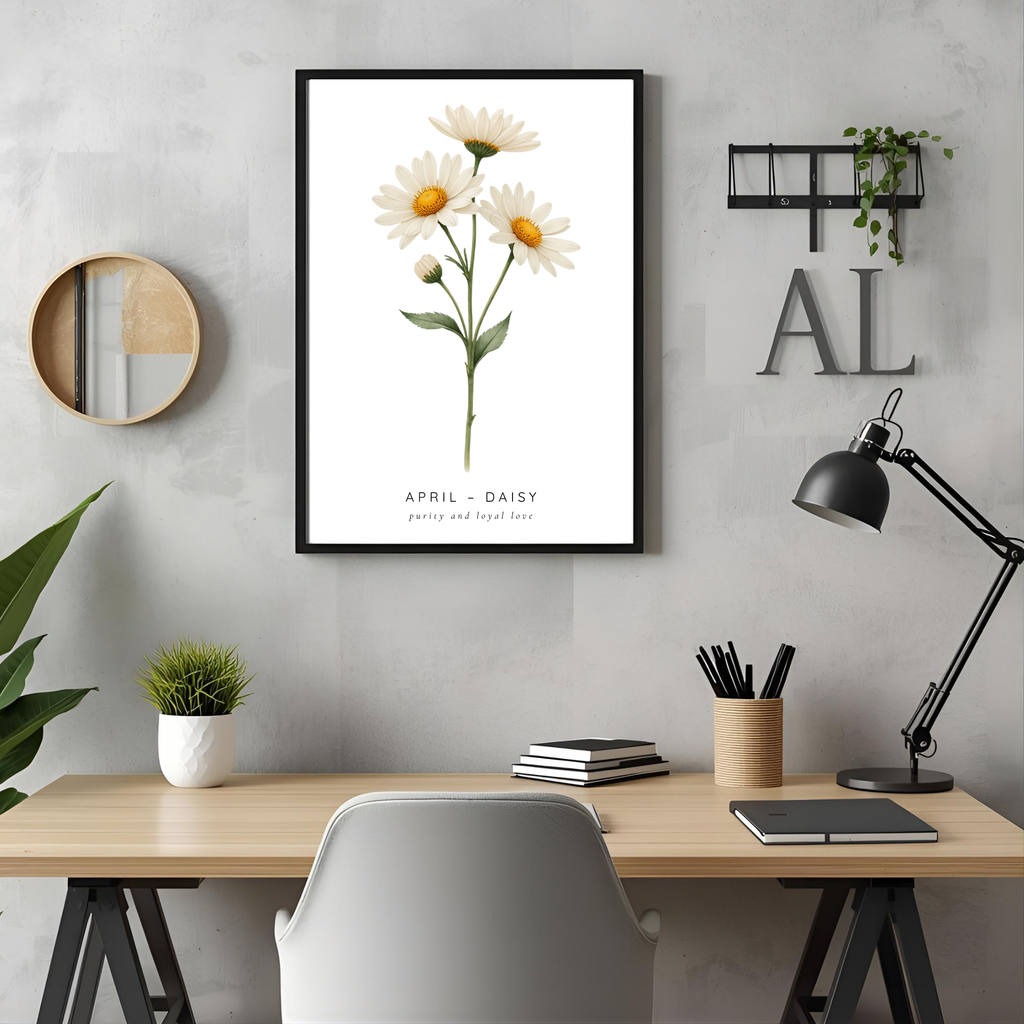 April Birth Flower Wall Art – Daisy Print (Innocence & Loyal Love)