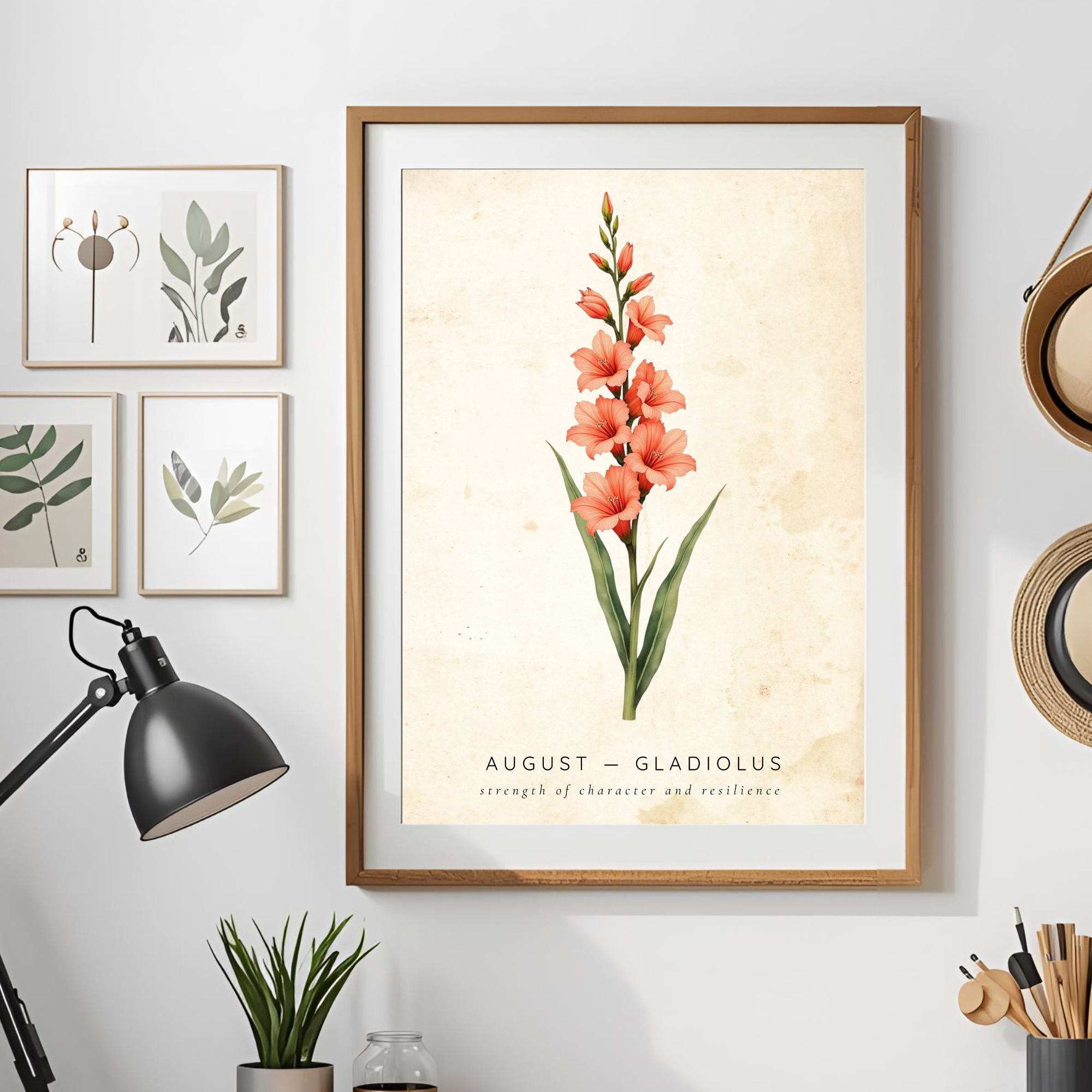 August Birth Flower Wall Art – Gladiolus Print (Strength & Integrity)