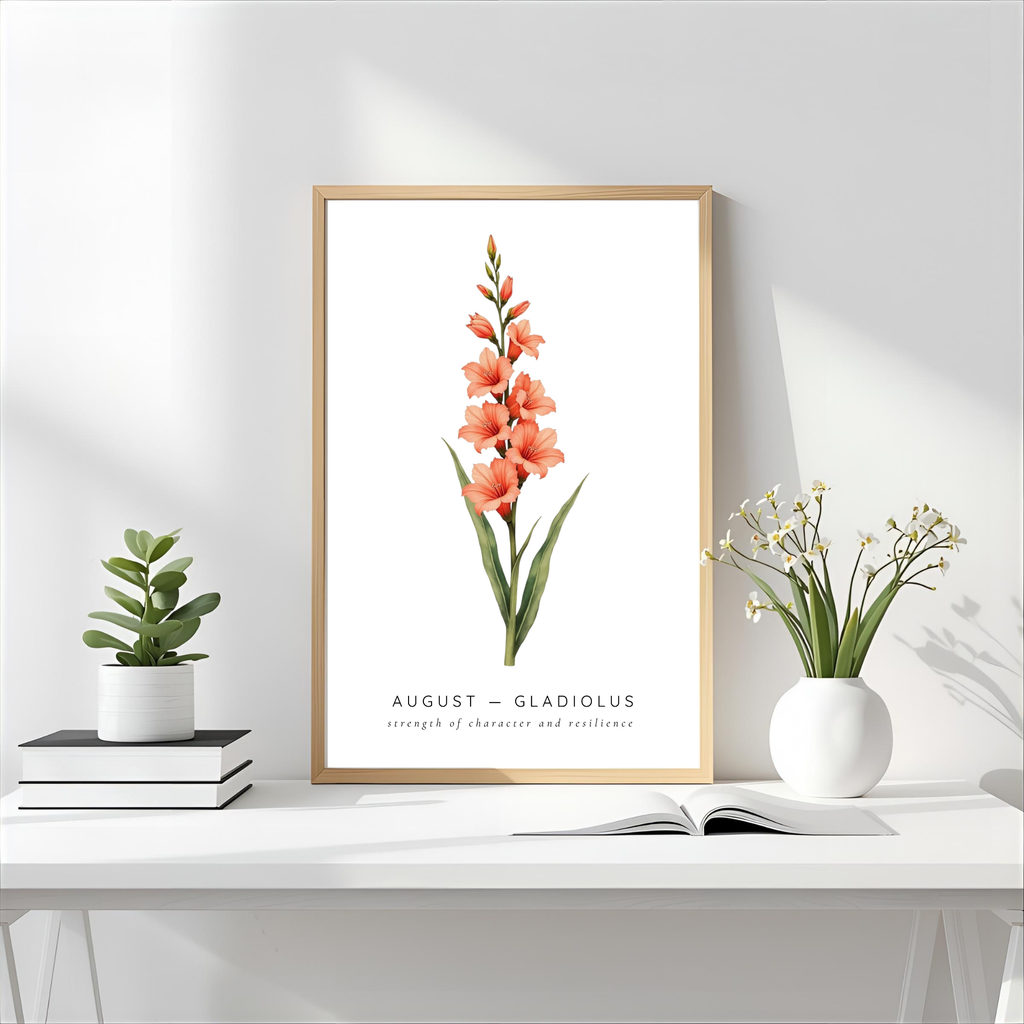 August Birth Flower Wall Art – Gladiolus Print (Strength & Integrity)