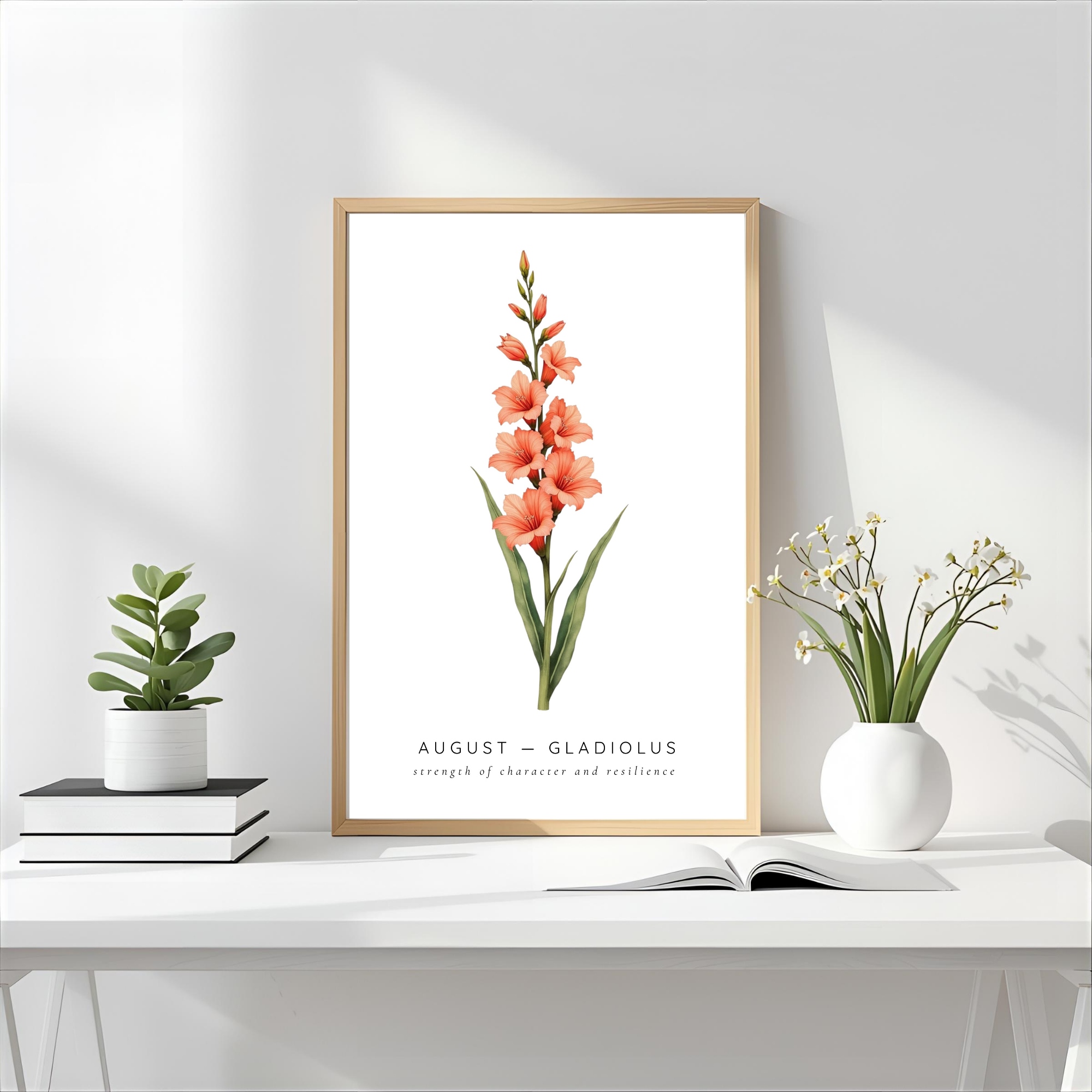 August Birth Flower Wall Art – Gladiolus Print (Strength & Integrity)