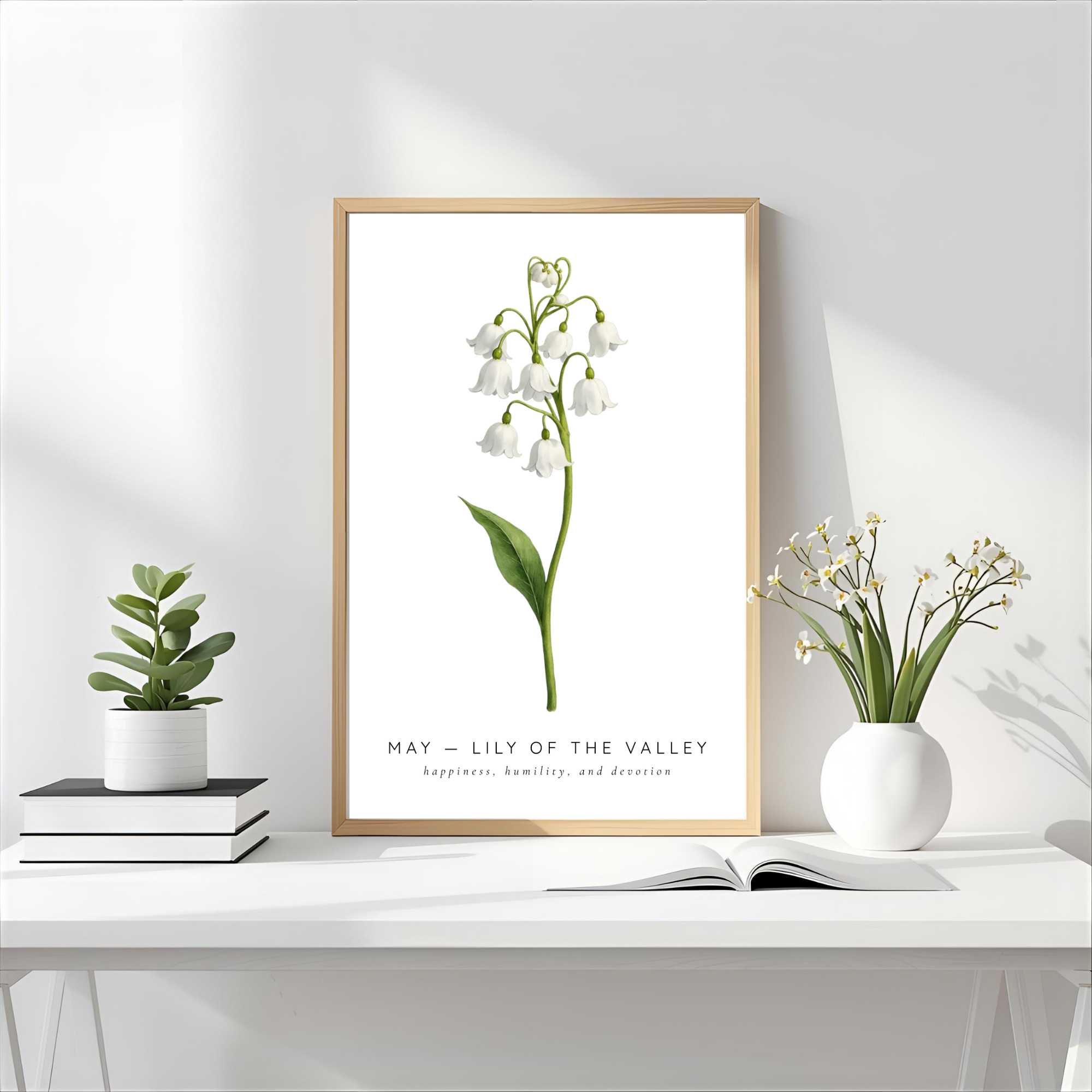 May Birth Flower Wall Art – Lily of the Valley Print (Happiness & Humility)