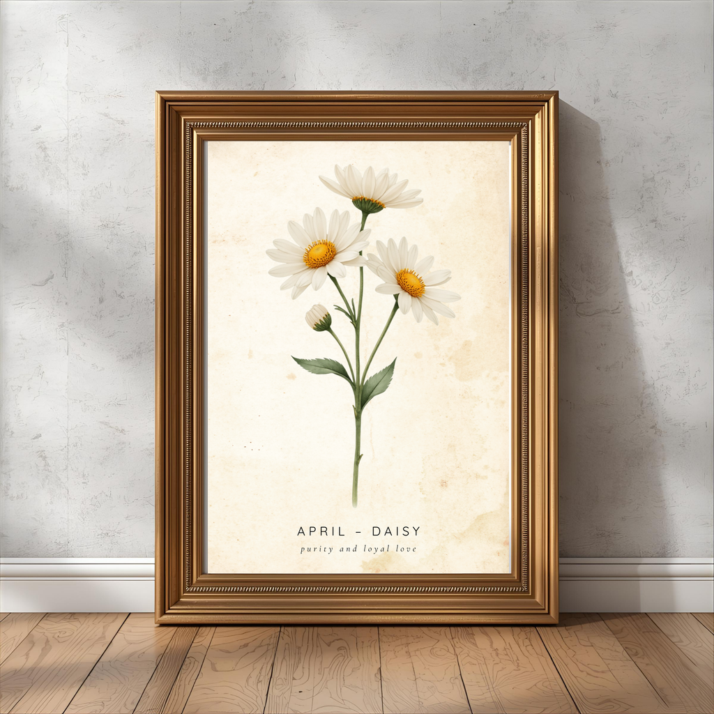 April Birth Flower Wall Art – Daisy Print (Innocence & Loyal Love)