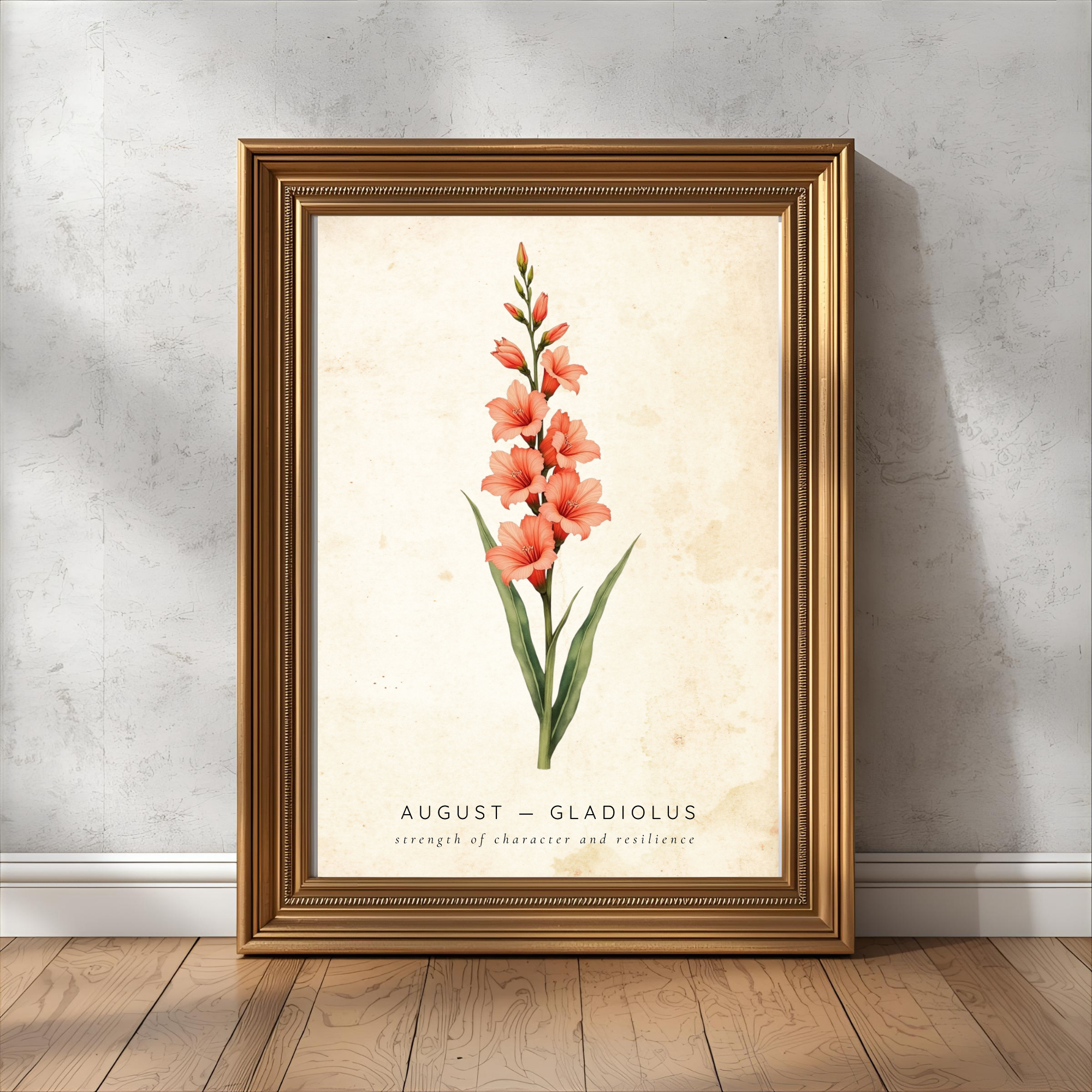August Birth Flower Wall Art – Gladiolus Print (Strength & Integrity)