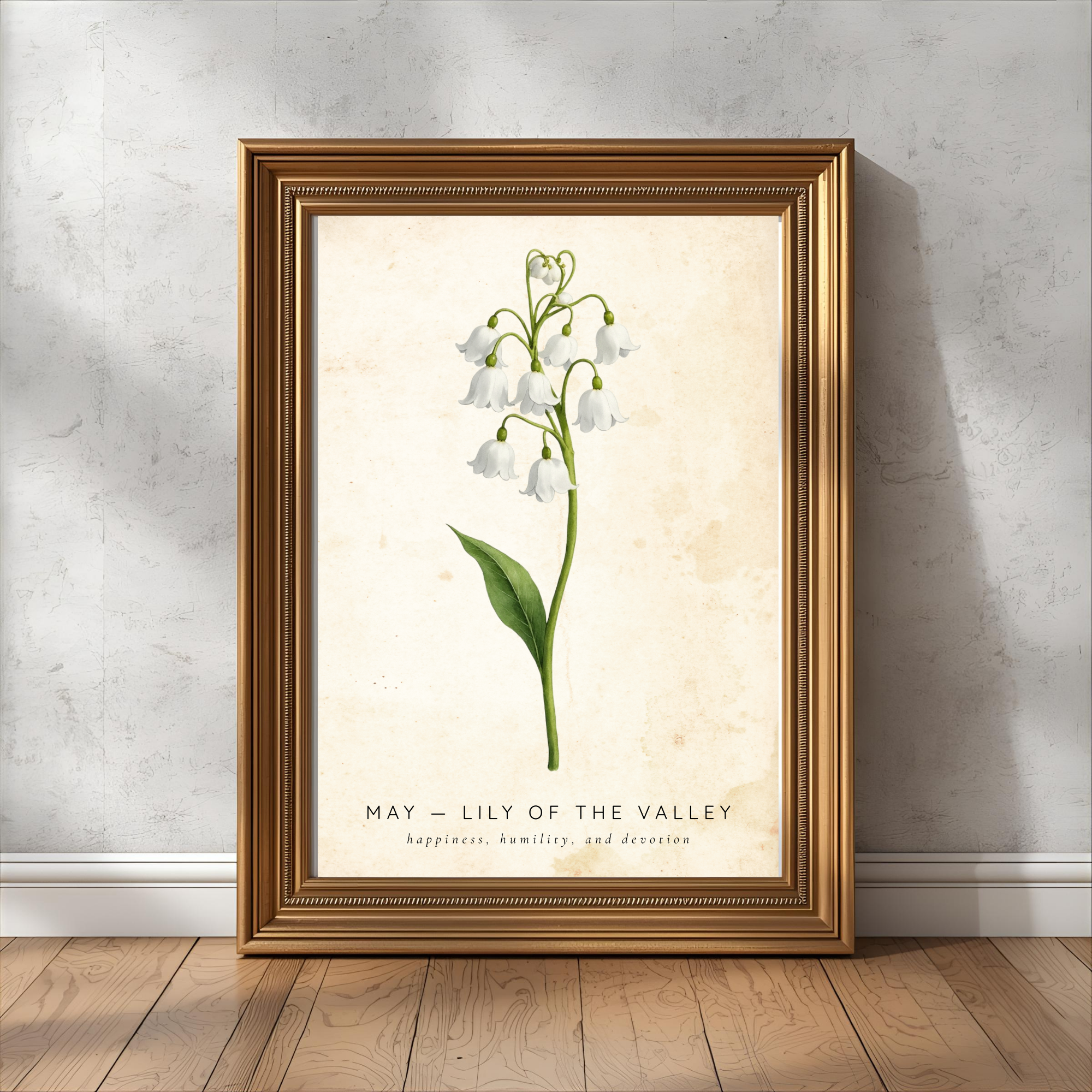 May Birth Flower Wall Art – Lily of the Valley Print (Happiness & Humility)