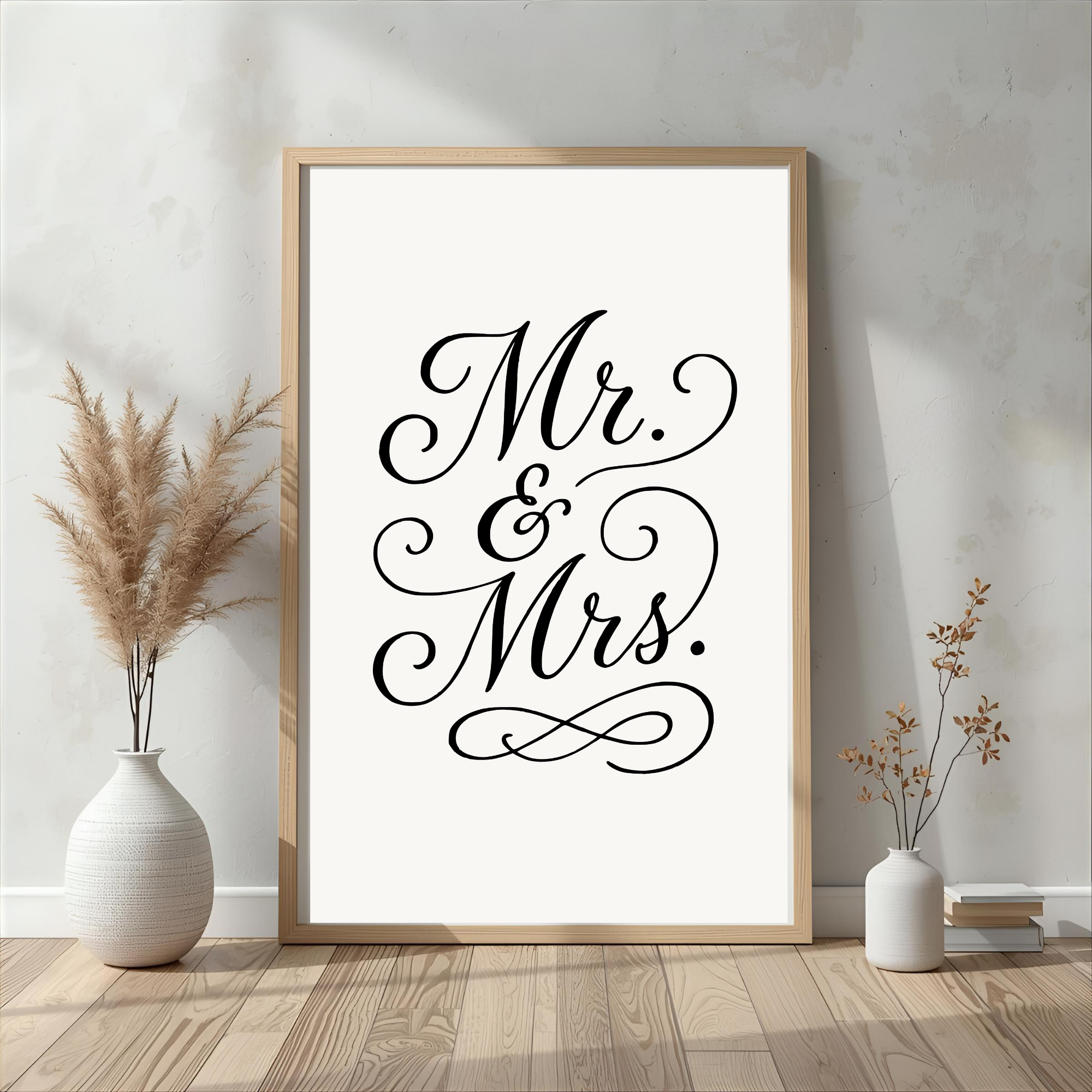Botanical Mr. & Mrs. Fine Art Wall Print Set of 3