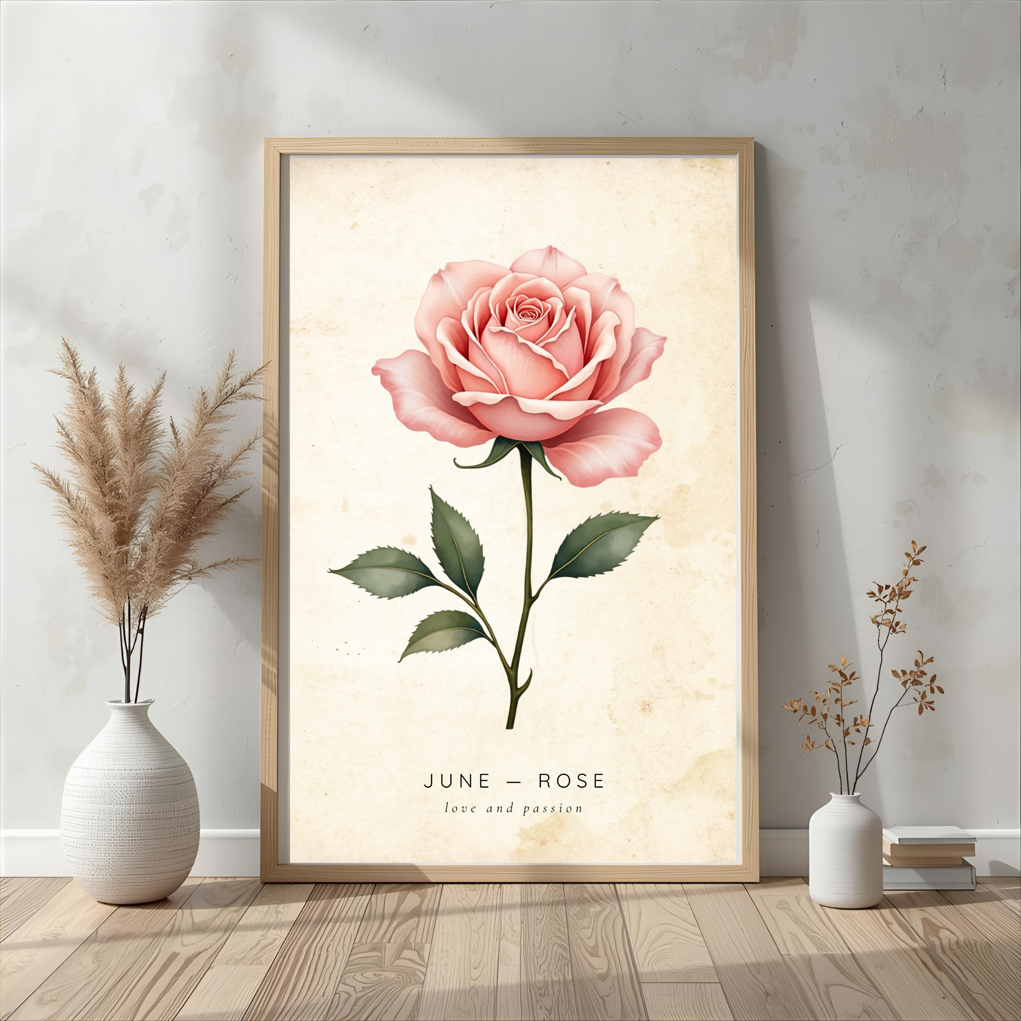 June Birth Flower Wall Art – Rose Print (Love & Passion)