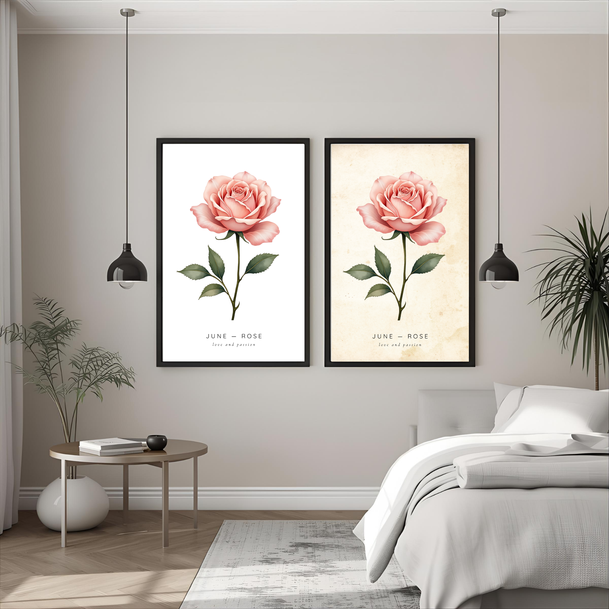 June Birth Flower Wall Art – Rose Print (Love & Passion)