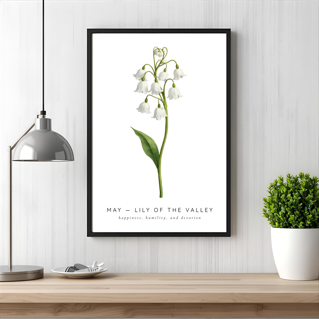 May Birth Flower Wall Art – Lily of the Valley Print (Happiness & Humility)